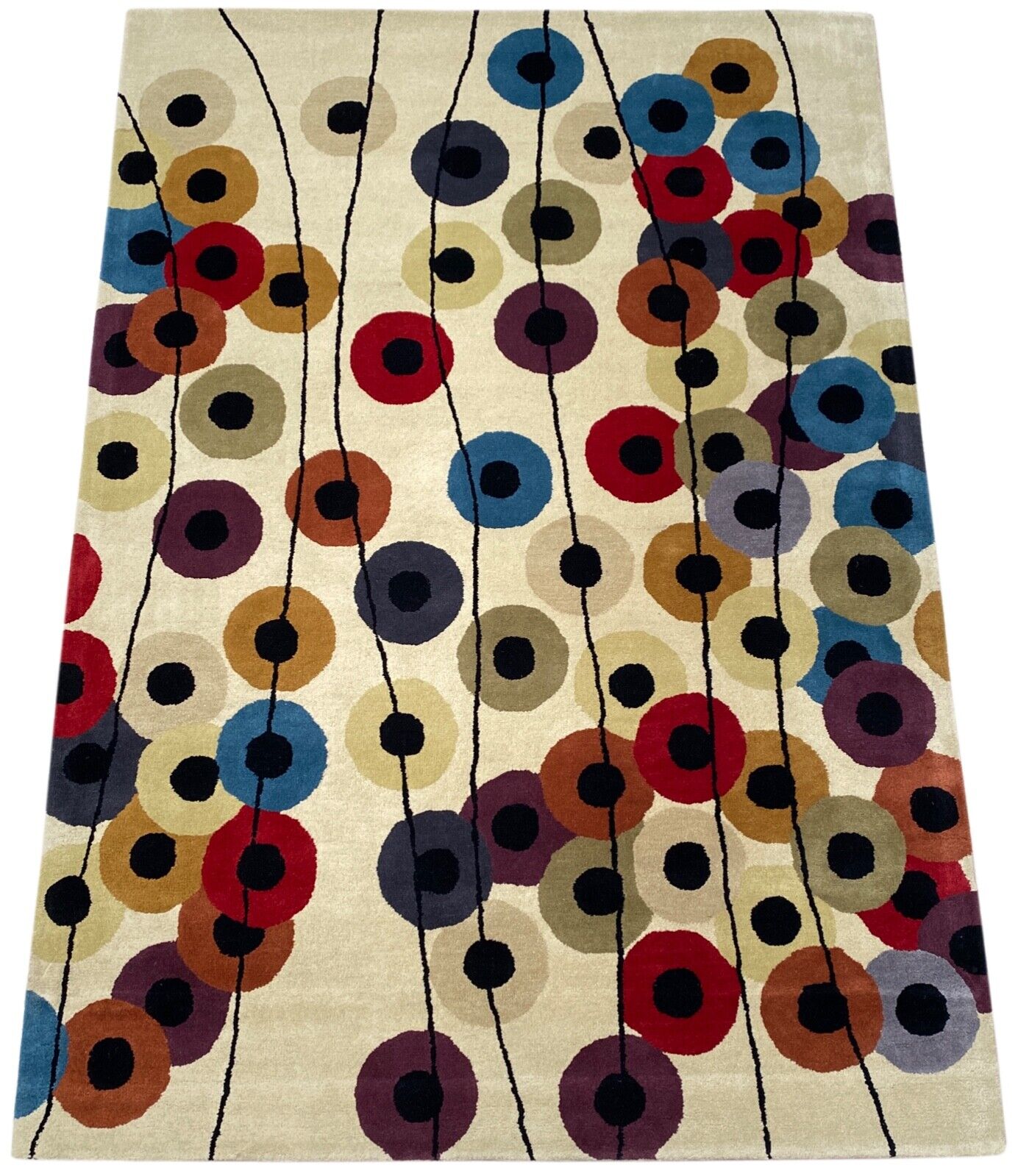 Wohnzimmer Teppich 100% Wolle Beige 200X300 cm Orientteppich Handgewebt CD 1