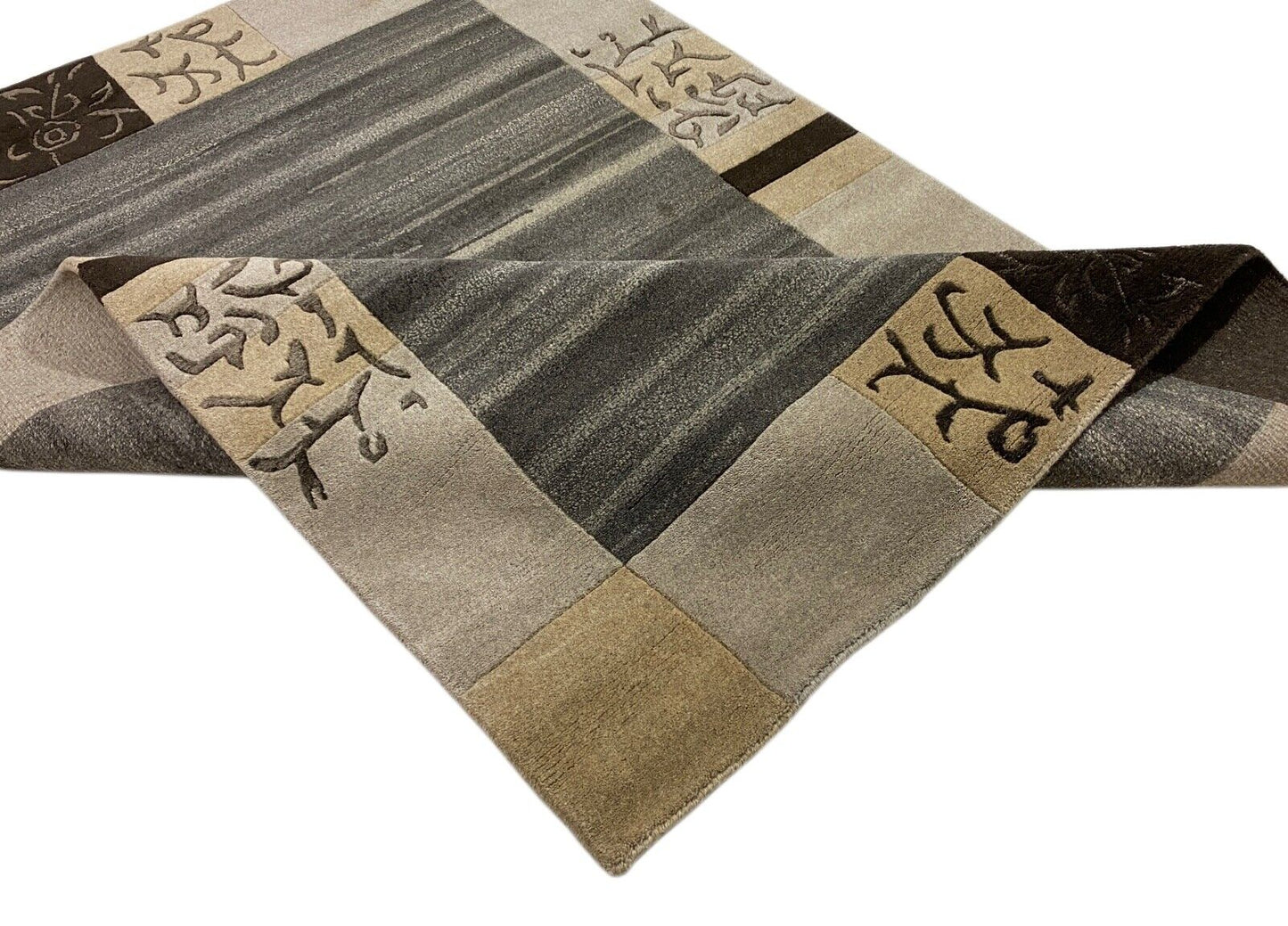 Teppich Handgeknüpft Indo Nepal Naturfarben Grau Beige Braun 120X185 cm Wolle
