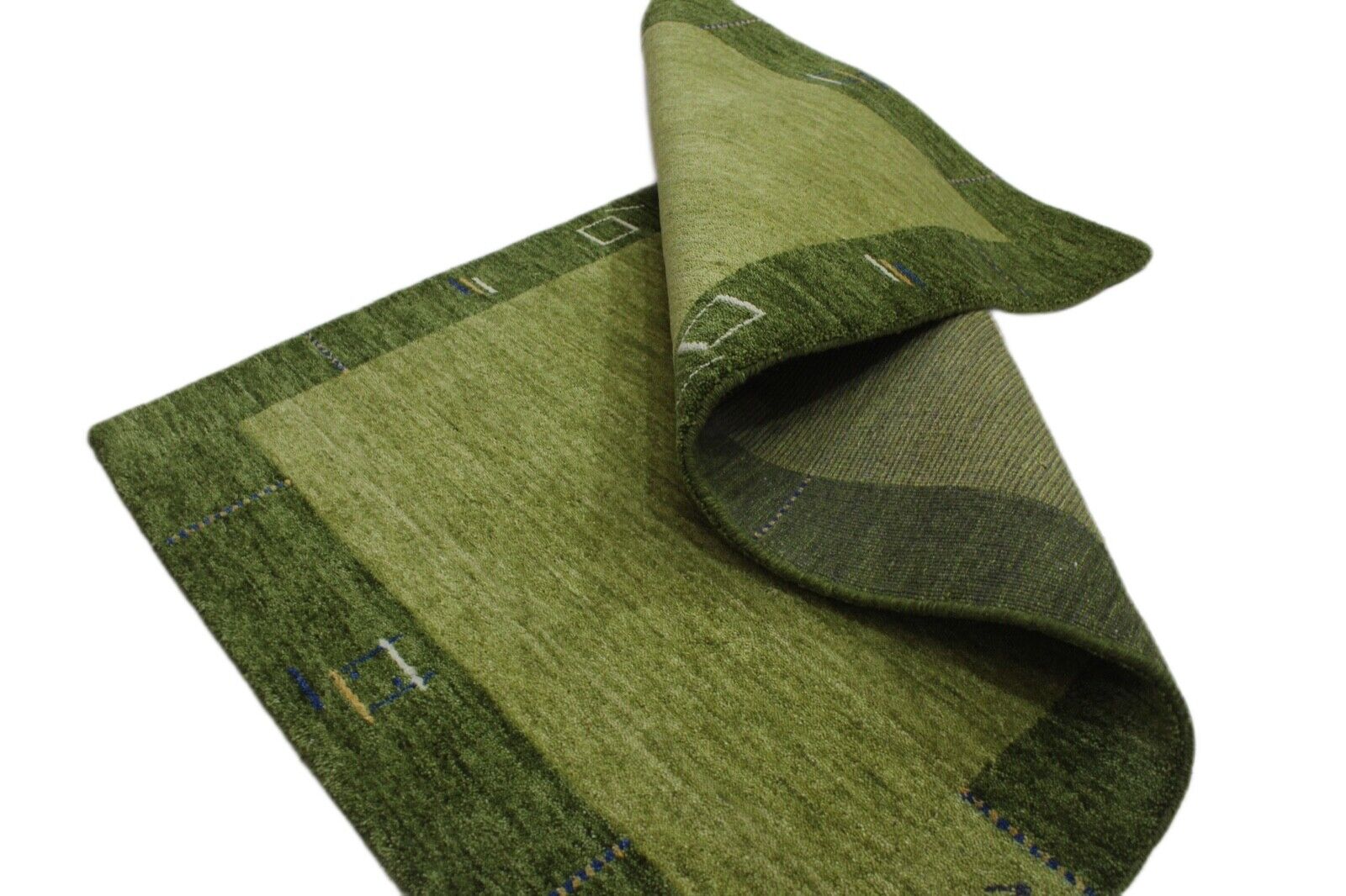 Preproga Gabbeh zelena, 100 % volna, ročno tkana orientalska preproga Lori 90 x 160 cm WR110