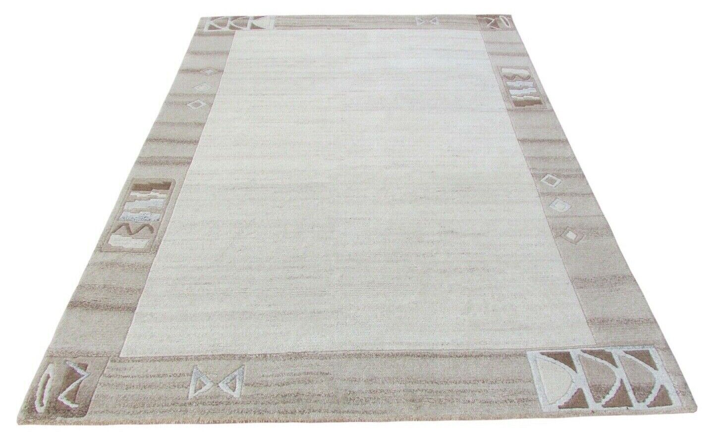 Nepal Teppich Handgeknüpft Braun Beige 100% Wolle Orientteppich 160x223 cm N-16