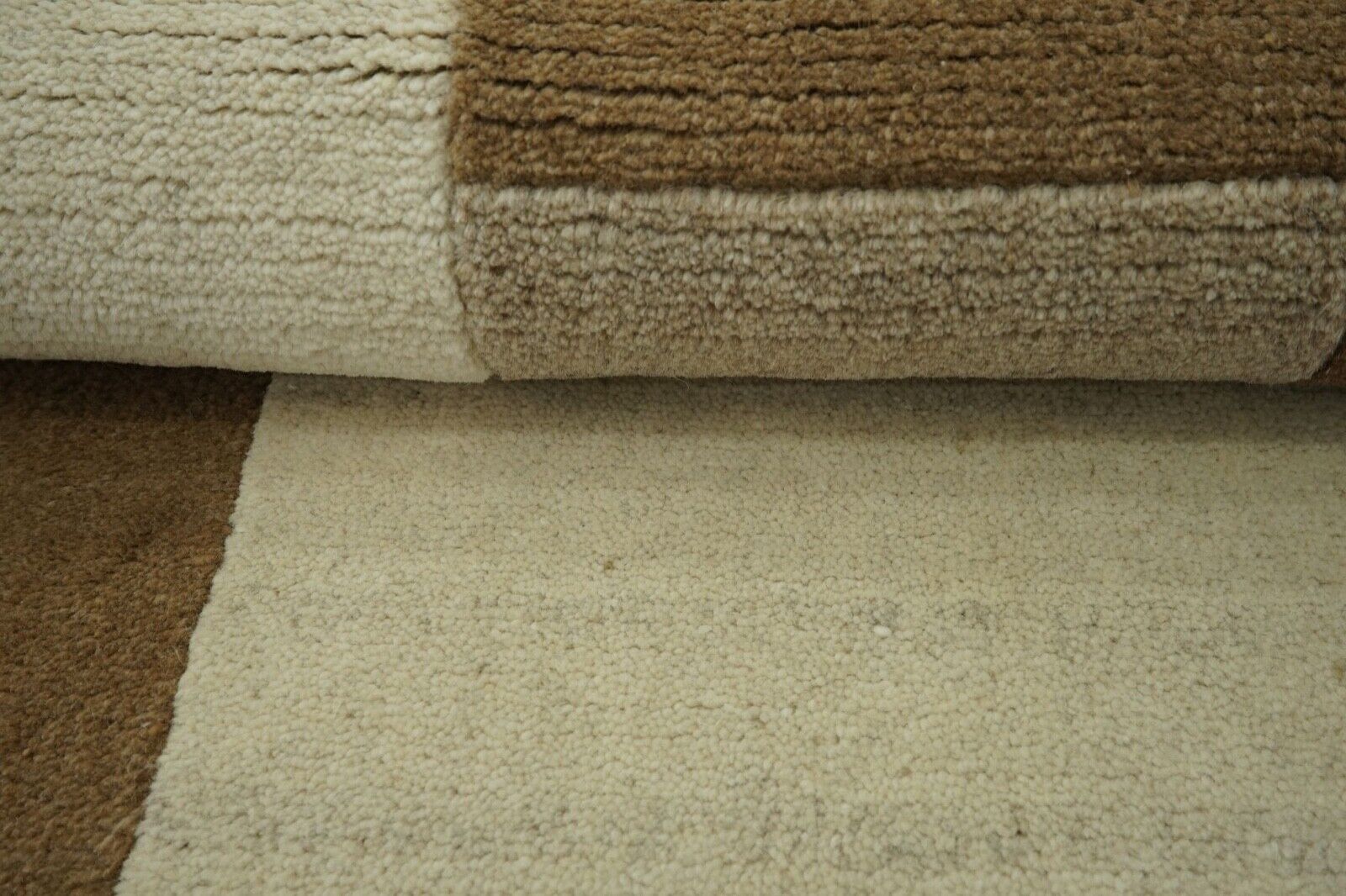 Nepal Teppich 100% Wolle Handgeknüpft Beige Braun Grau Orient 90x160 cm N-771