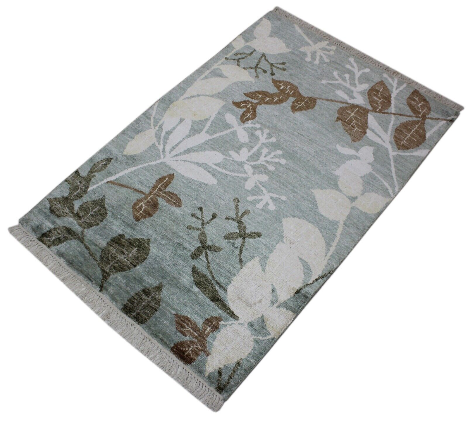 Seide Handgeknüpft Teppich 120X180 cm Hell Grün Grau Seidenteppich Silk