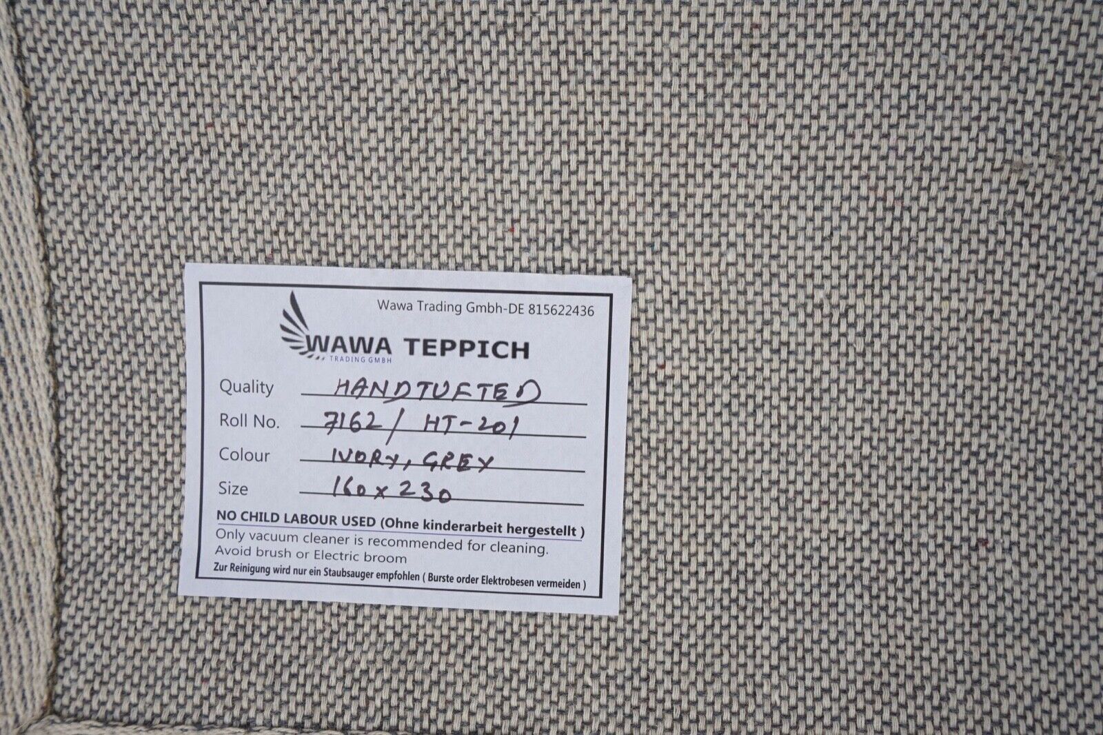 Teppich 100% Wolle Braun Beige 160X230 cm Orientteppich Handgetuftet HT201U