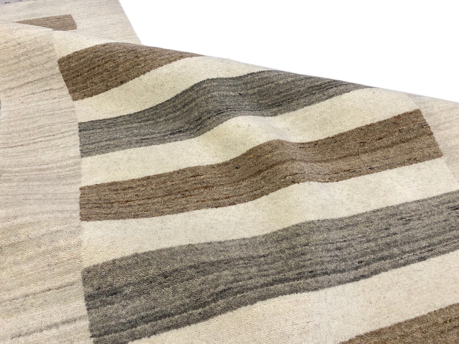 Beige Braun Brücke 100% Wolle Handgewebter Teppich Orientteppich 85X250 CM