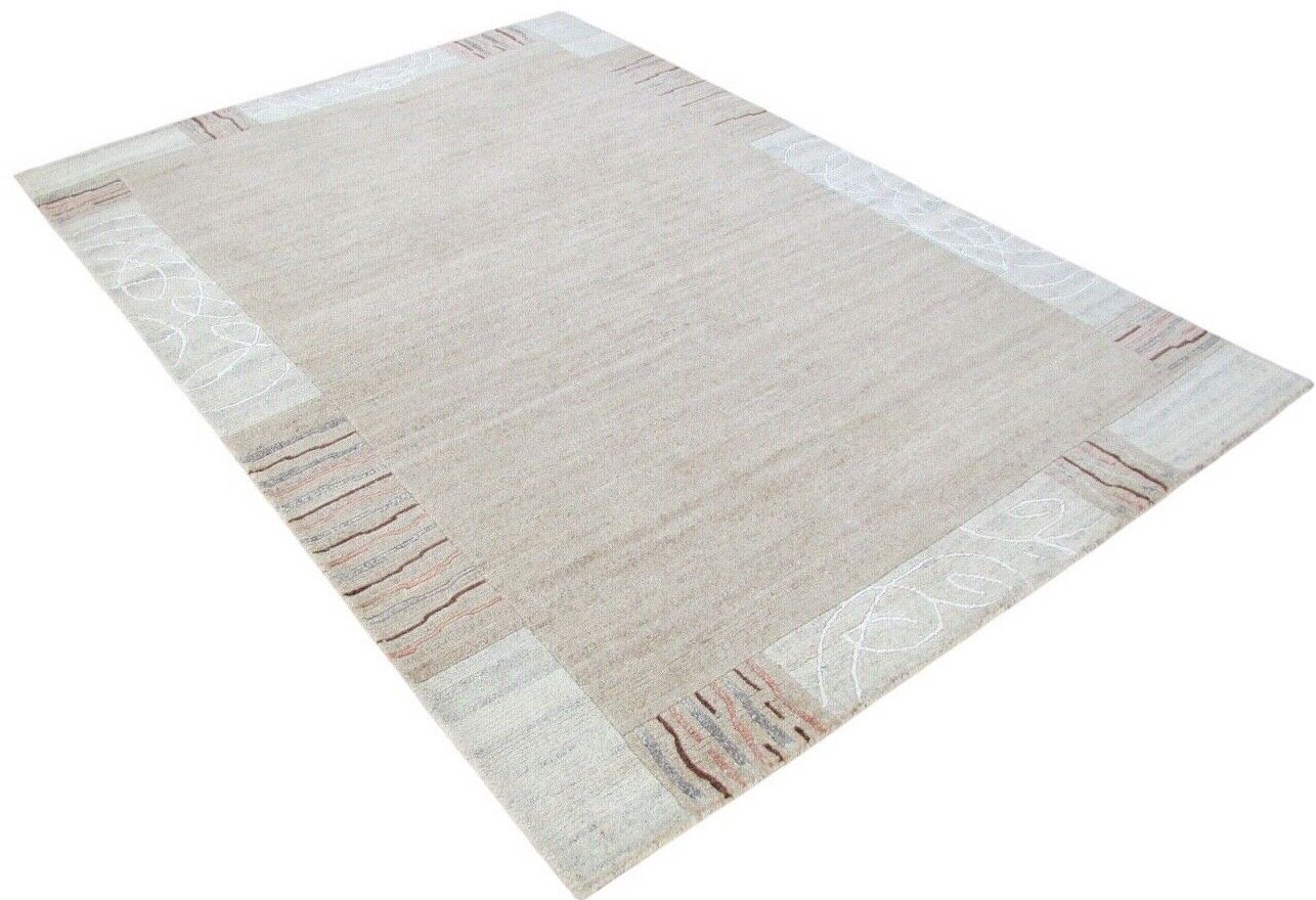 Nepal Teppich Handgeknüpft Beige Braun 100% Wolle Orientteppich 160x228 cm N-21