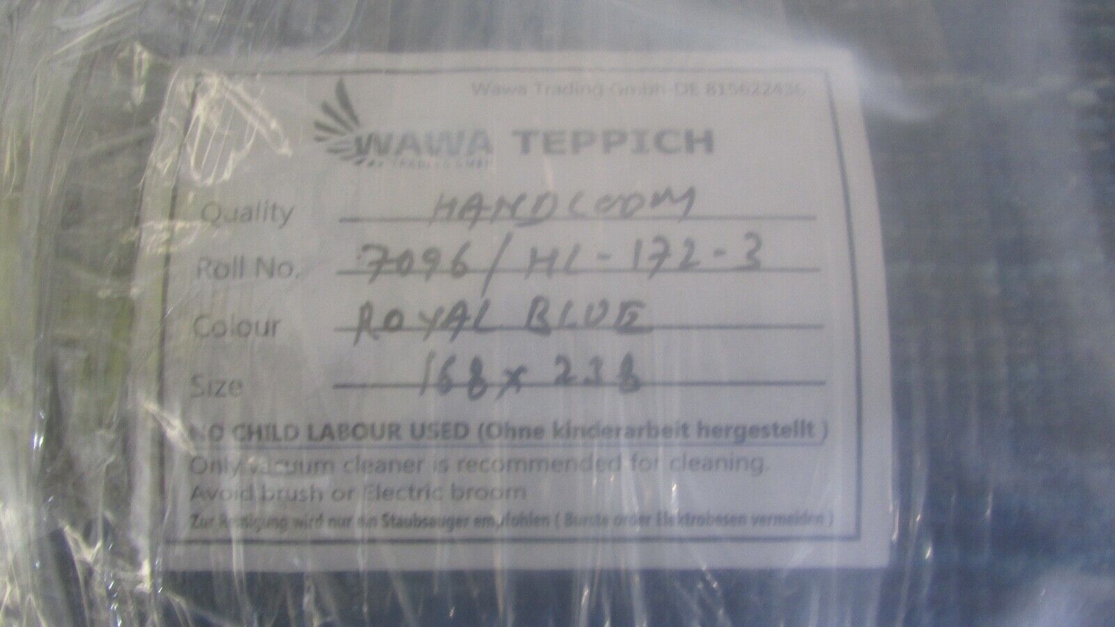 Gabbeh Teppich Blau 100% Wolle Orientteppich Handgefertigt Loom 168X238 CM HL172