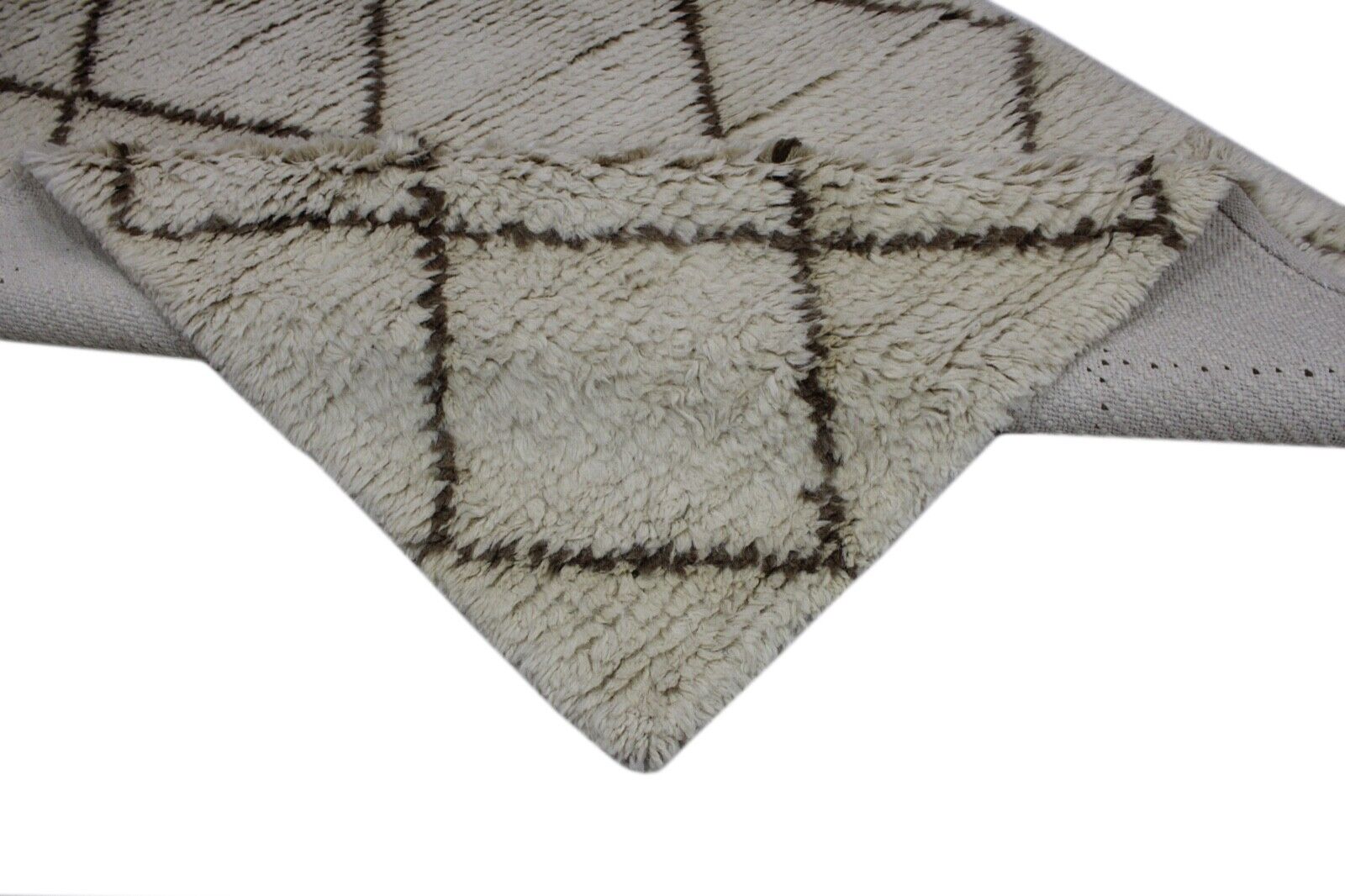 Teppich 100% Wolle Marokko Beige Elfenbein Handgewebt Orientteppich R40