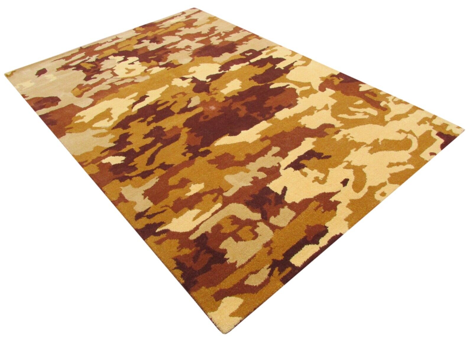 Garstyčių smėlio spalvos kilimas, 100 % vilna, 160 x 230 cm, modernus, rankomis siūtas, T904 