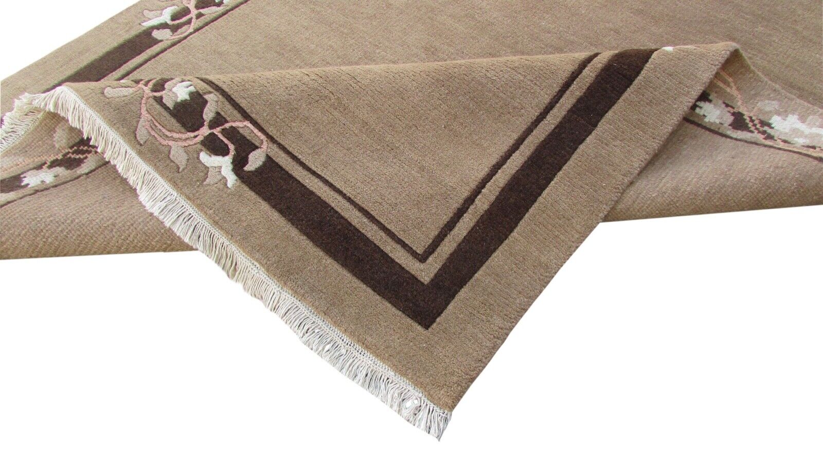 Nepal Teppich Handgeknüpft Kamel beige 100% Wolle Orientteppich 159x219 cm N-92