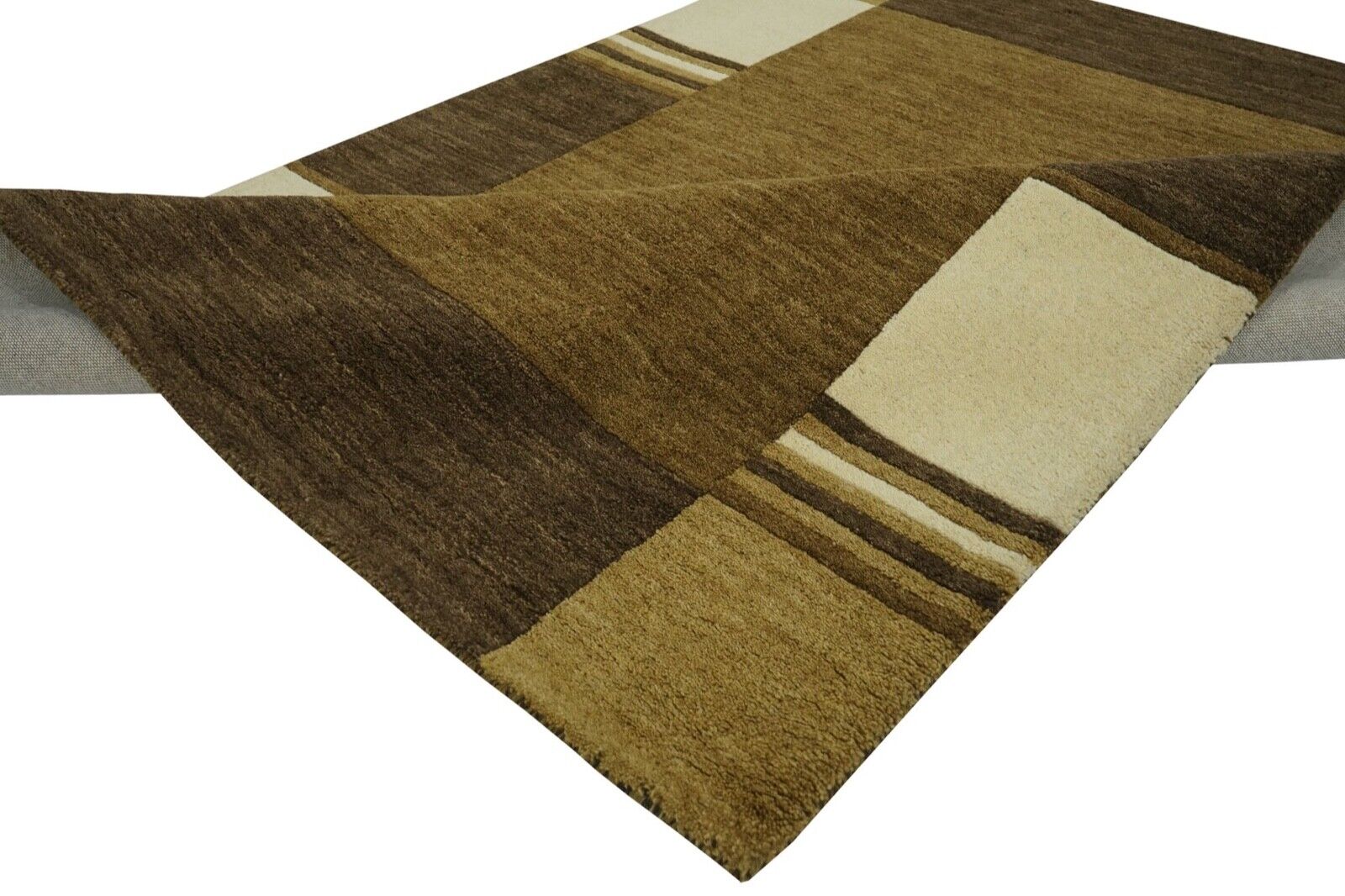 Braun 140X200 cm Teppich 100% Wolle Orientteppich Orange Handgetuftet HT600