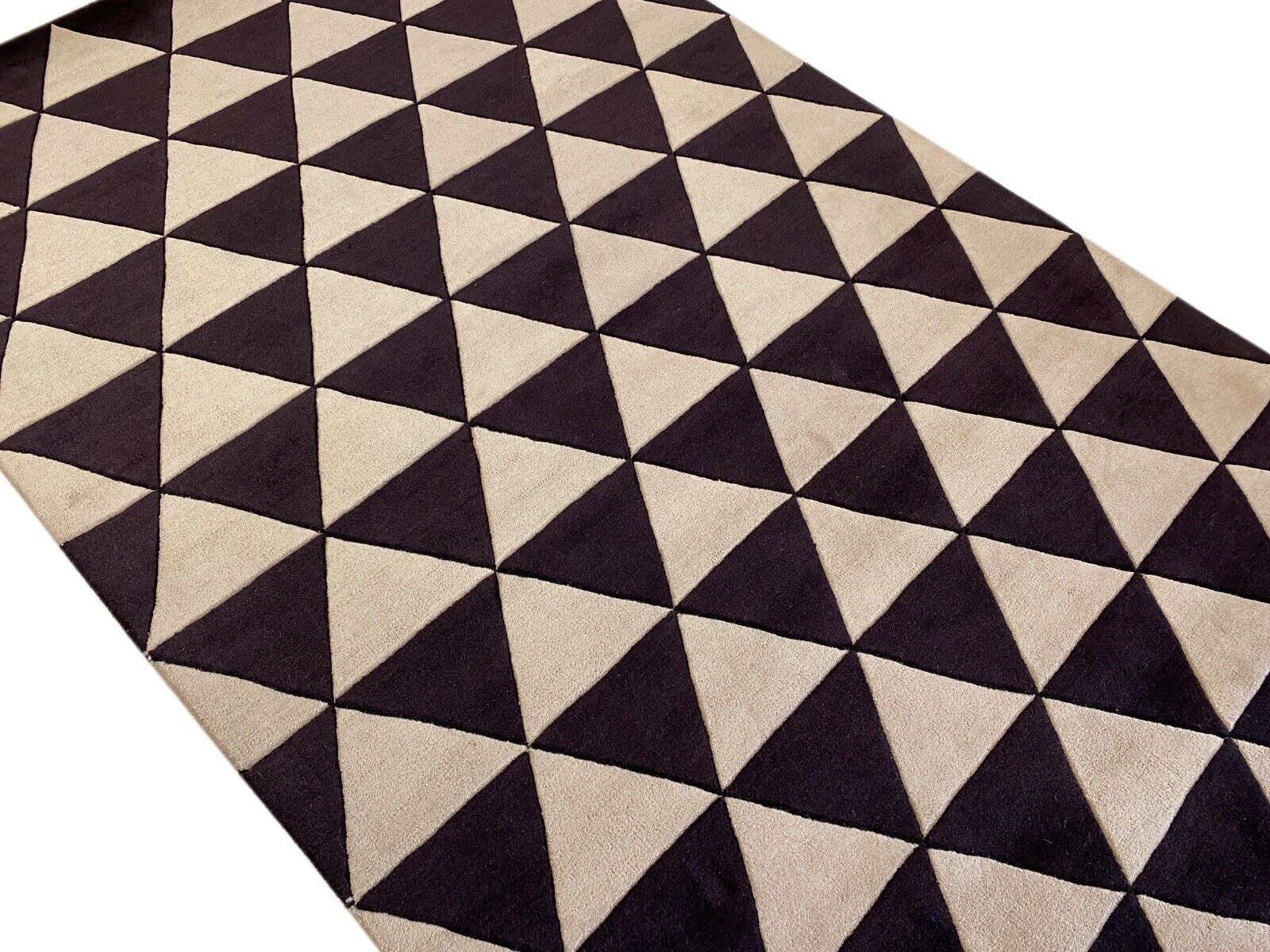 Schwarz Beige Teppich 100% Wolle Orientteppich Handgetuftet 155X245 CM D-123