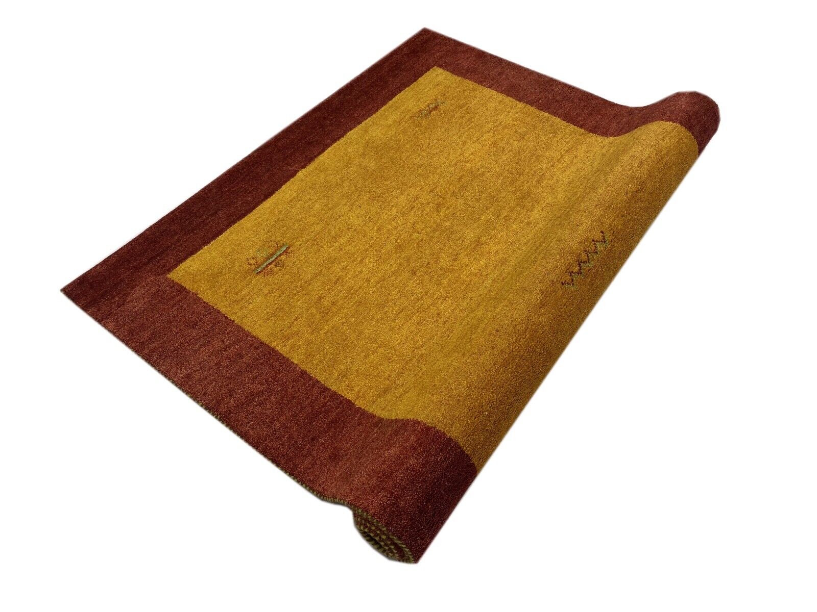 Gabbeh Teppich 100% Wolle Rot Gold Handgeknüpft 167X235 cm WR26