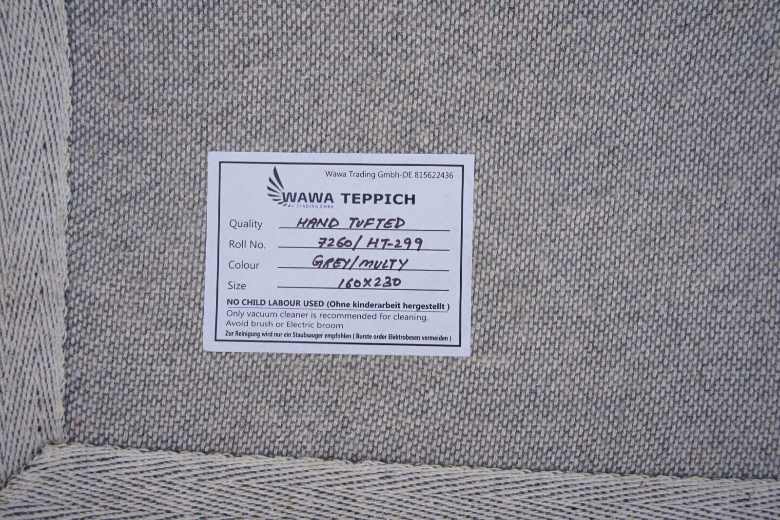Beige Grau 160X230 cm Teppich 100% Wolle Braun Orientteppich Handgetuftet HT299