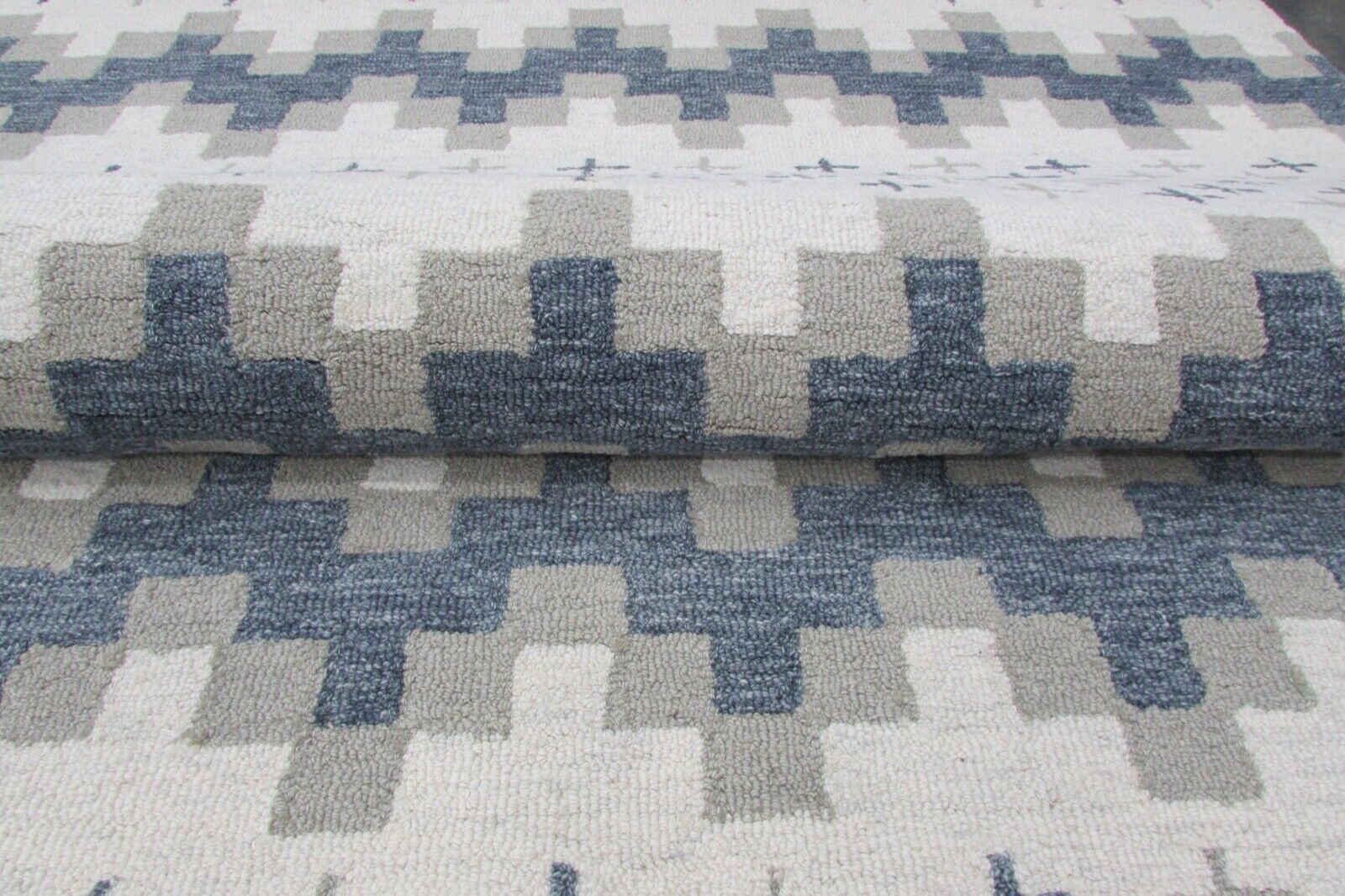 Gråbeige tæppe 100% uld 160x230 cm håndlavet håndtuftet T863