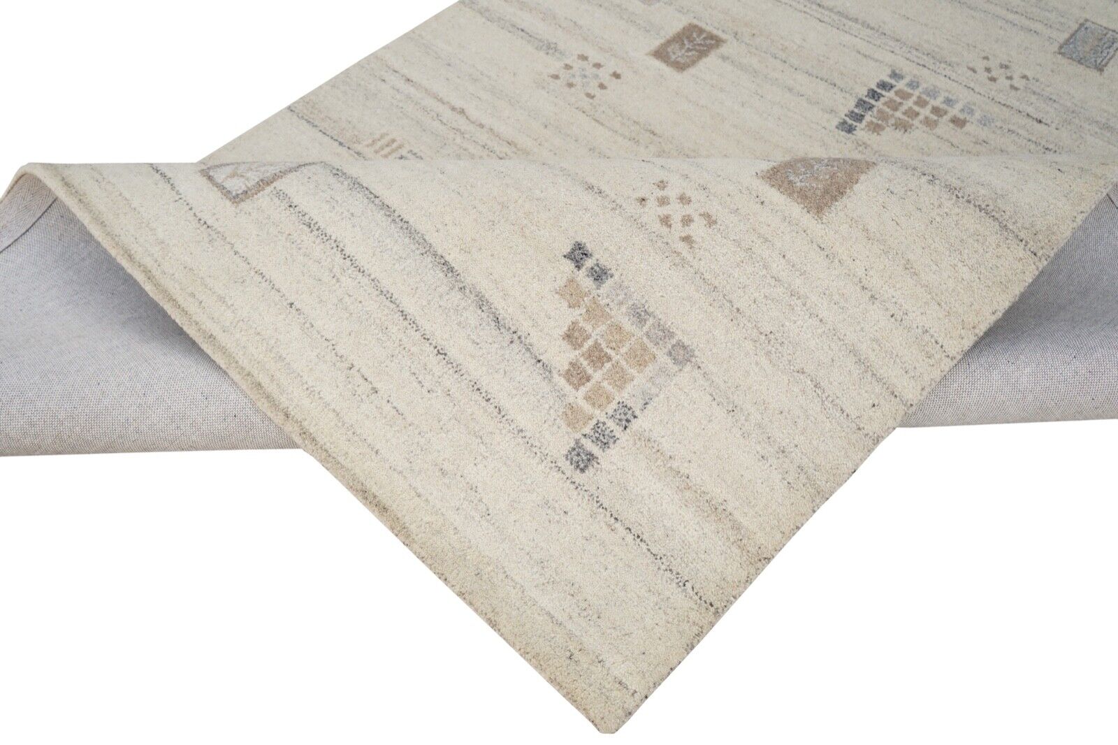 Teppich 100% Wolle Biege Grau 160X230 cm Orientteppich Handgetuftet HT358