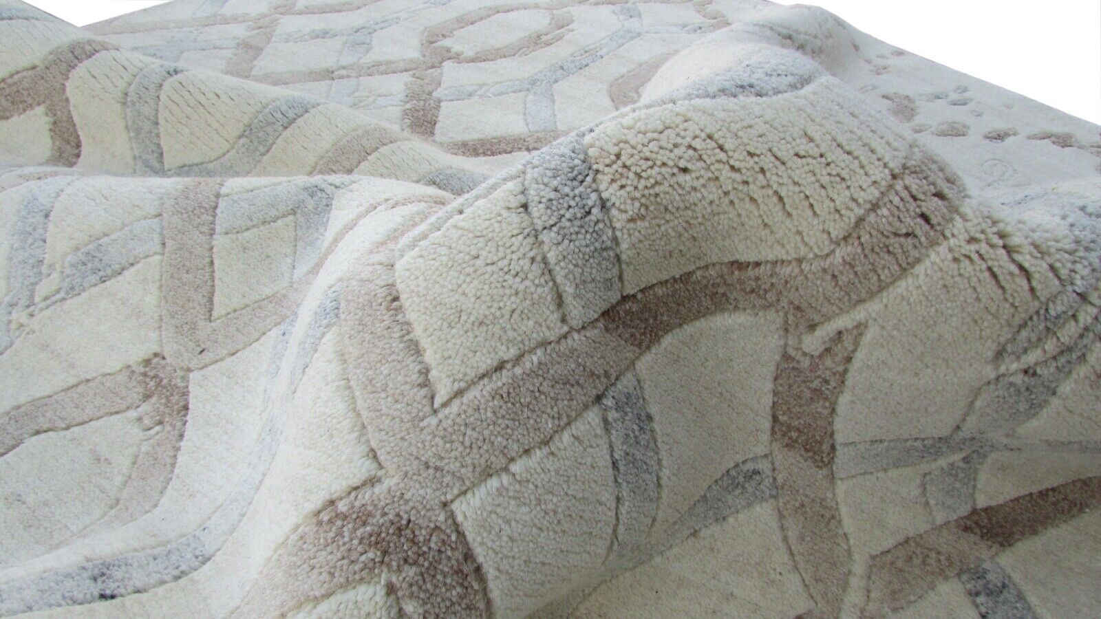 Nepal Teppich Handgeknüpft Beige Braun 100% Wolle Orientteppich 166x228 cm N-3