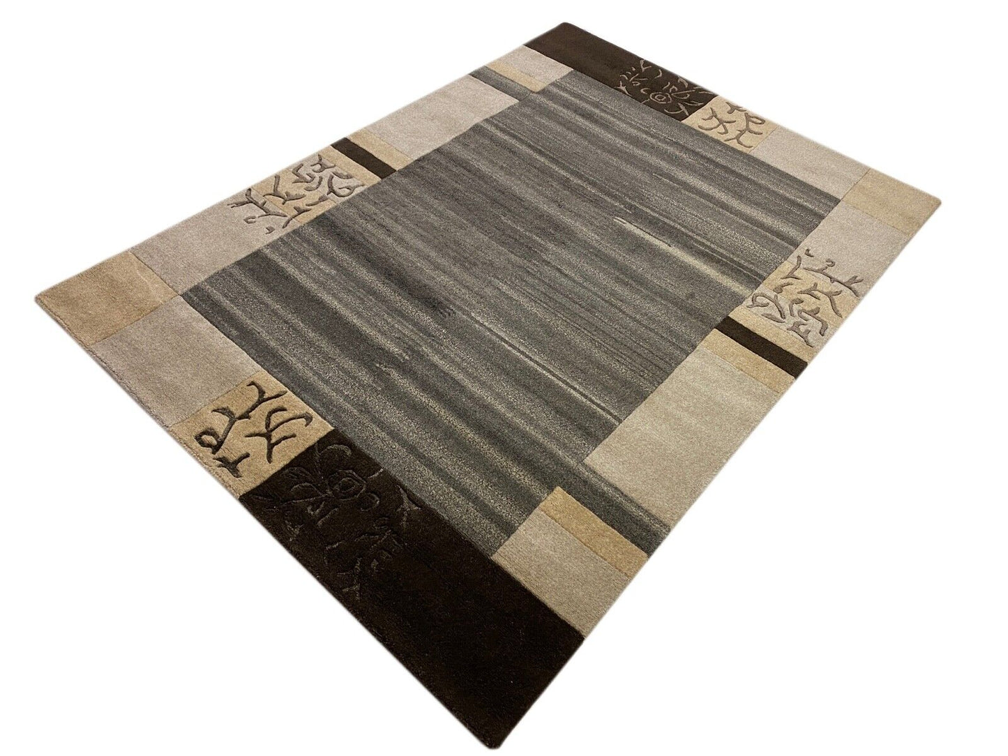 Teppich Handgeknüpft Indo Nepal Naturfarben Grau Beige Braun 120X185 cm Wolle