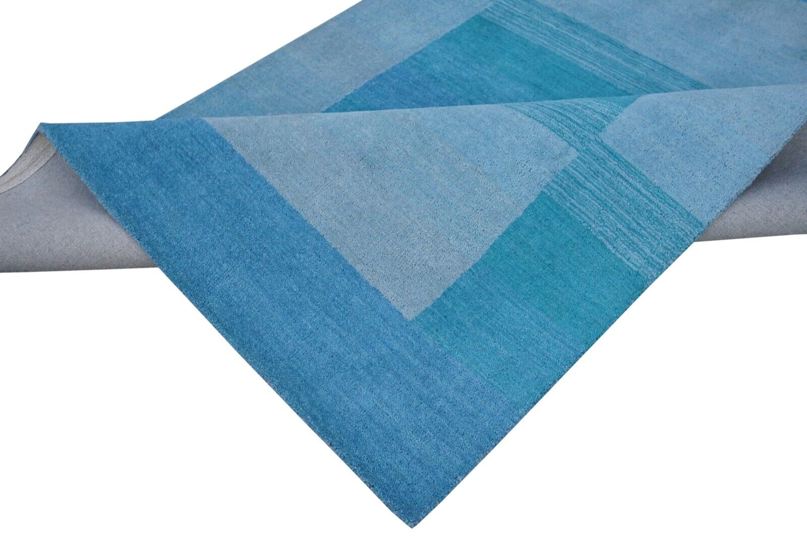 Teppich 100% Wolle Blau 160X230 cm Orientteppich Handgetuftet HT371U