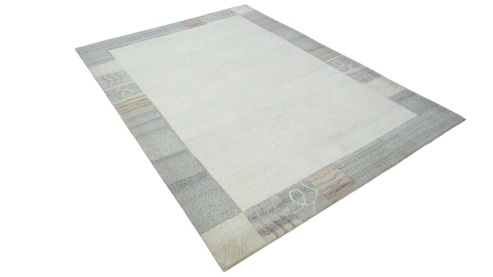 Nepal Teppich Handgeknüpft Beige Grau 100% Wolle Orientteppich 170x235 cm N-49