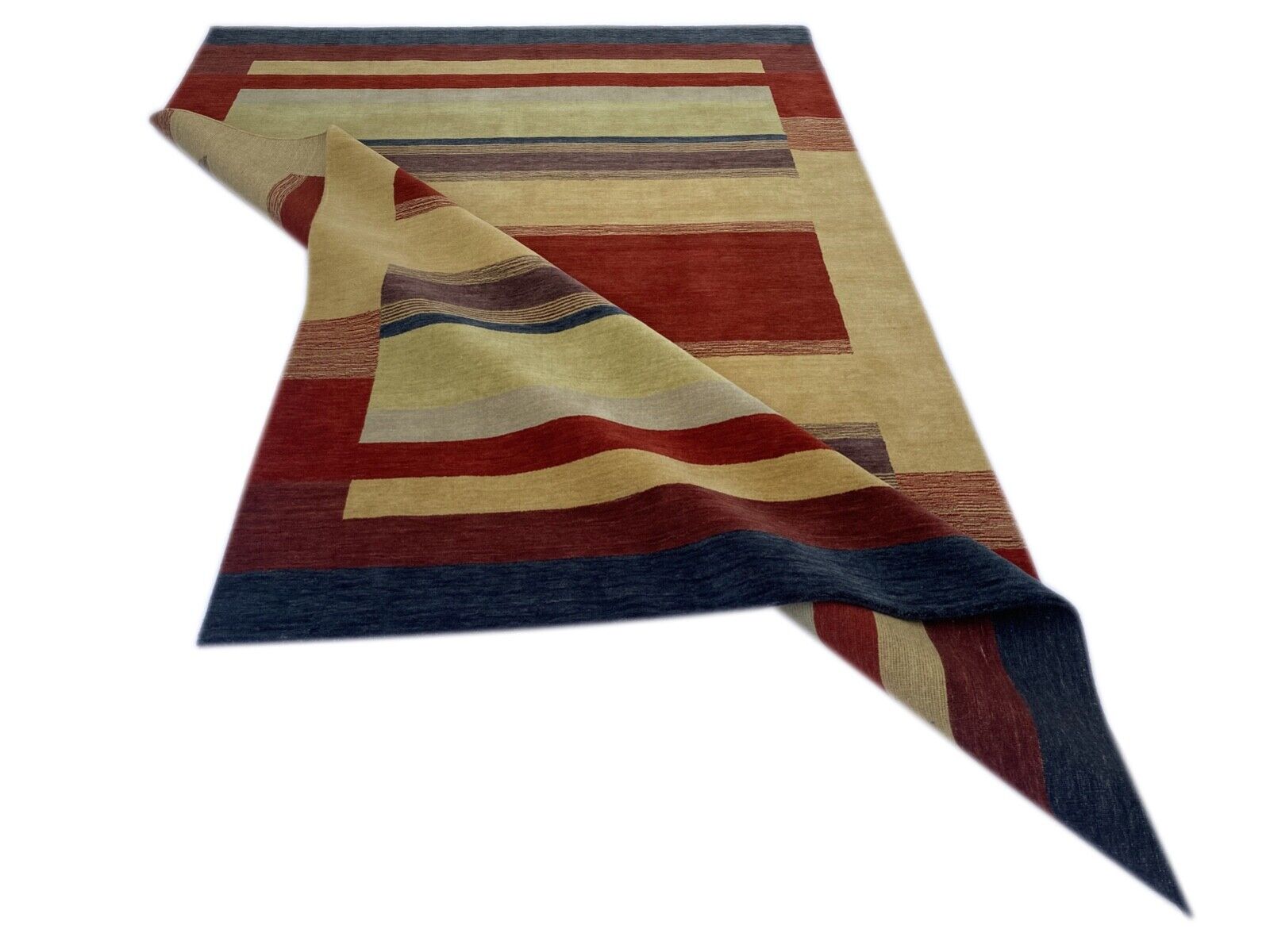 Teppich 100% Wolle 200x300 cm rot Beige grau Handgewebt Gabbeh Orientteppich