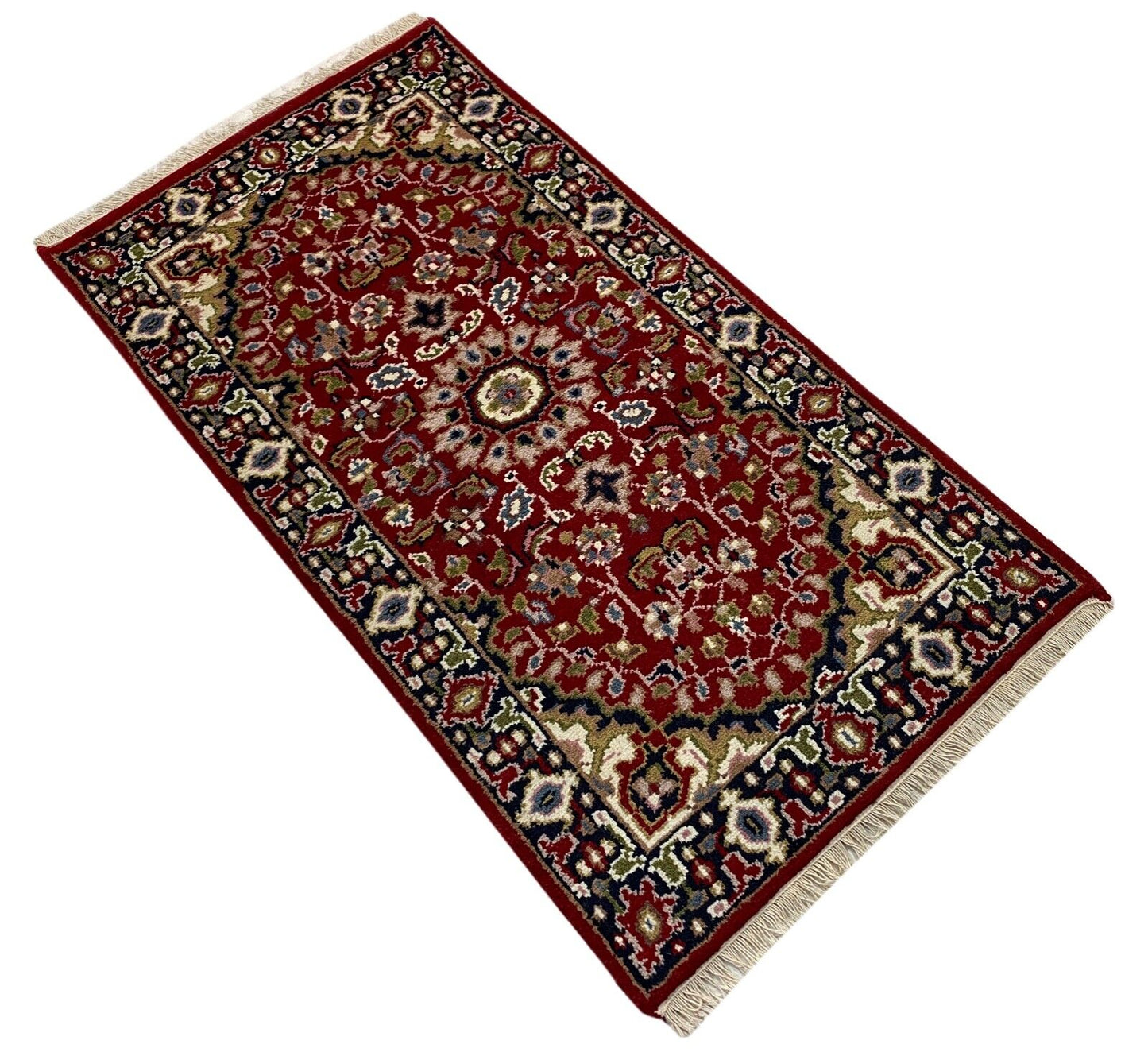 Rot Teppich Wolle Fußmatten Handgeknüpft 100% Schurwolle 70X140 cm D7