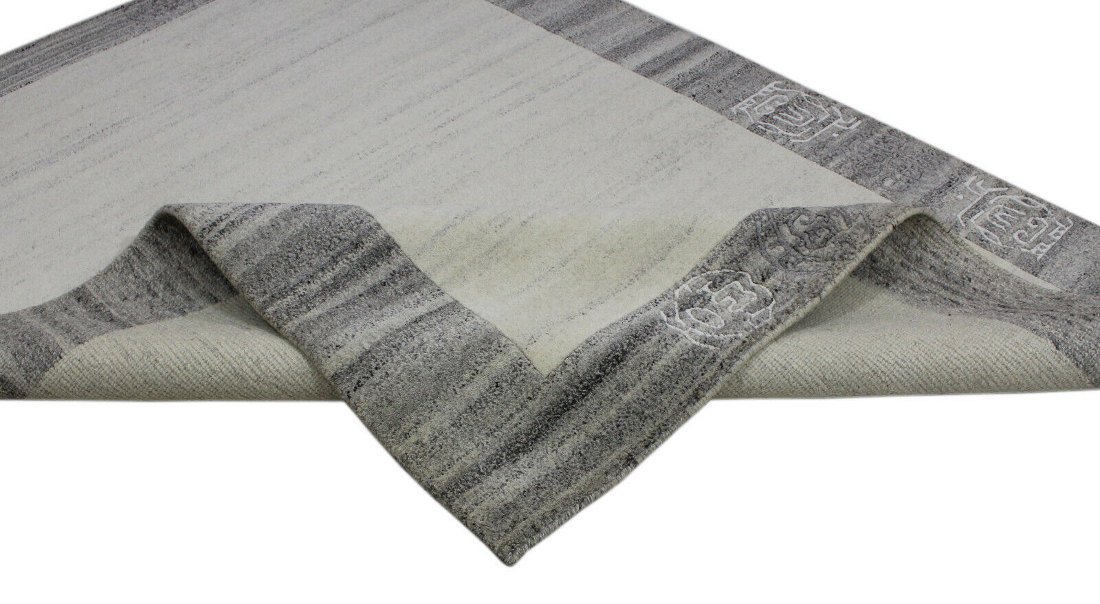 Nepal Teppich Handgeknüpft Grau Beige 100% Wolle Orientteppich 164x219 cm N8