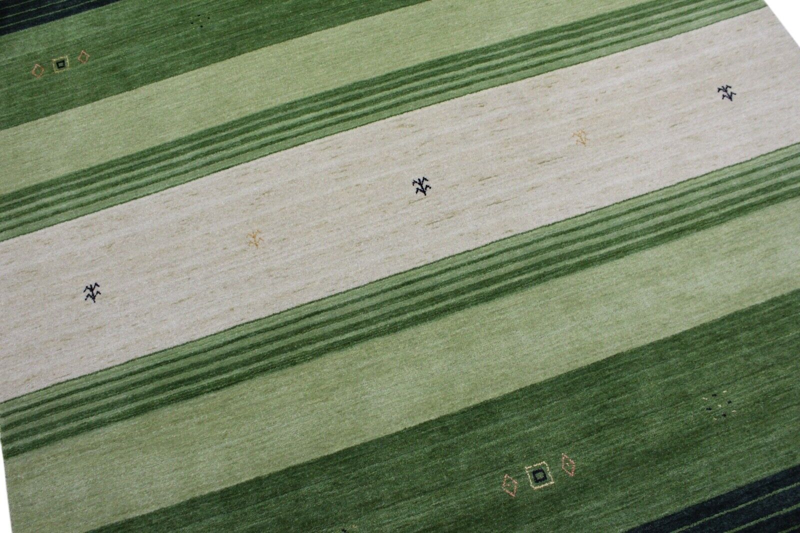 Gabbeh kilimas, žalias, 100 % vilna, 170 x 240 cm, rankomis austas rytietiškas kilimas, 500 mm