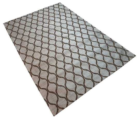 Jacquard Silber Teppich Flachgewebe Baumwolle Viskose 150x240 cm JST14
