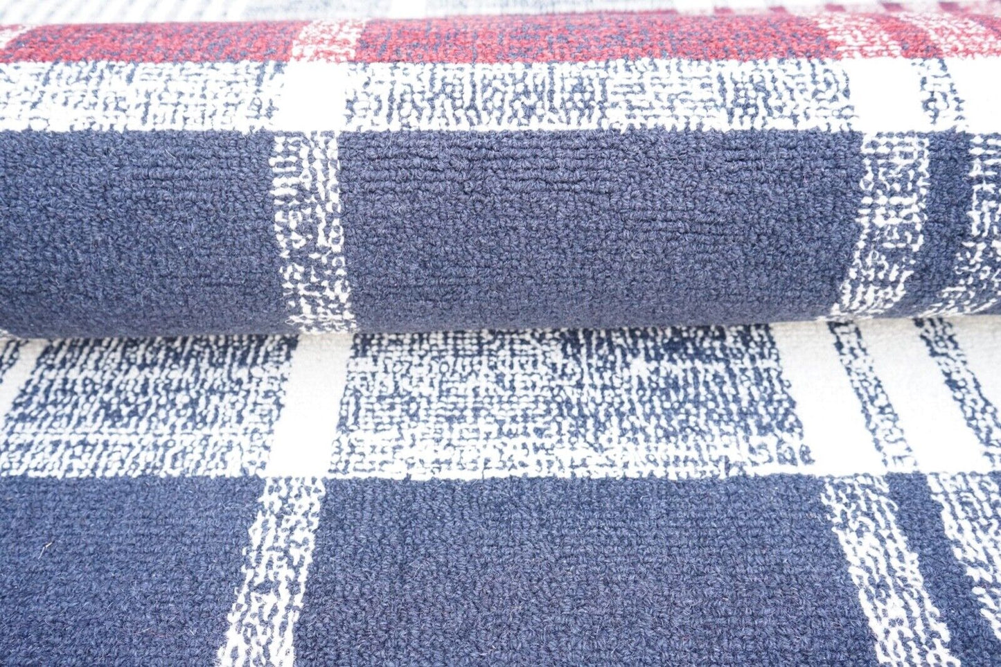 Teppich 100% Wolle Rot Blau Beige 160X230 cm Orientteppich Handgetuftet HT357