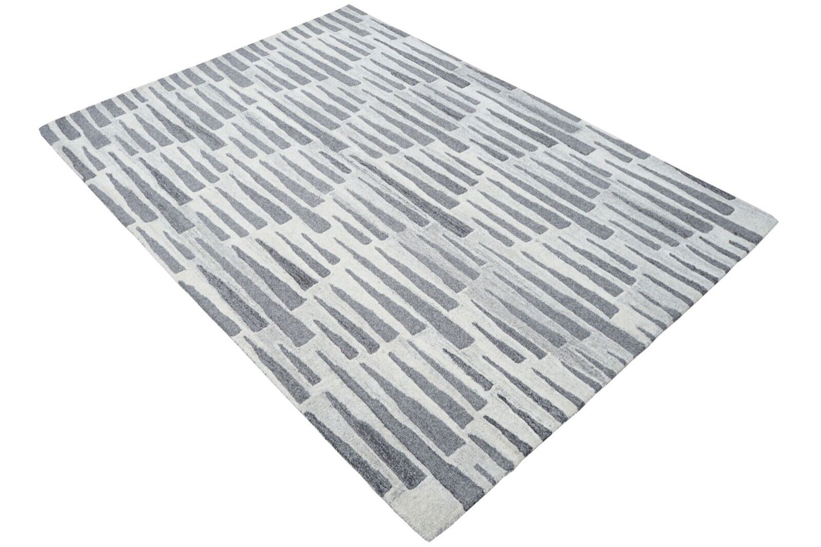 Grau Beige 160X230 cm Teppich 100% Wolle Orientteppich Handgetuftet HT276