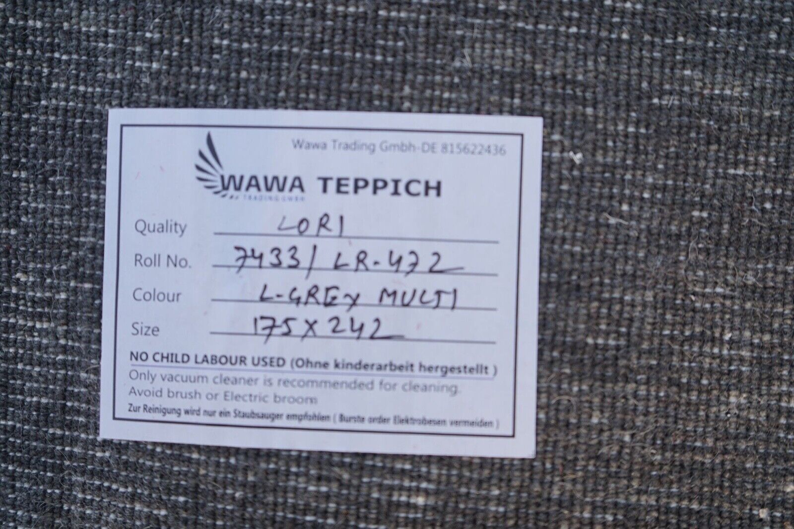 Preproga Gabbeh siva slonokoščena črna 100 % volna 170 x 240 cm ročno tkana Lr472