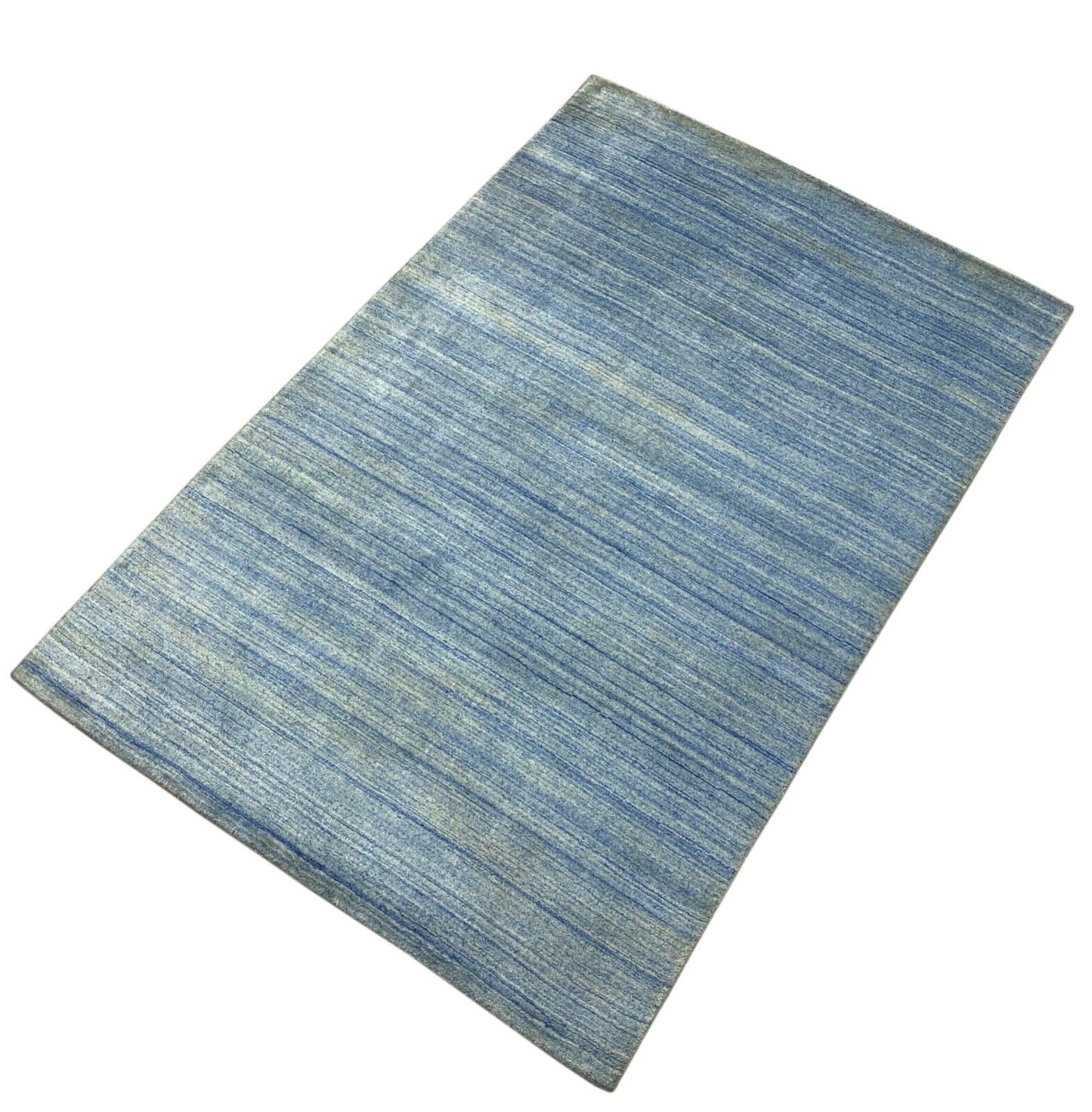 Blau Silber Teppich Gabbeh 100% Wolle loom lori Handgewebt 120x180 cm S169