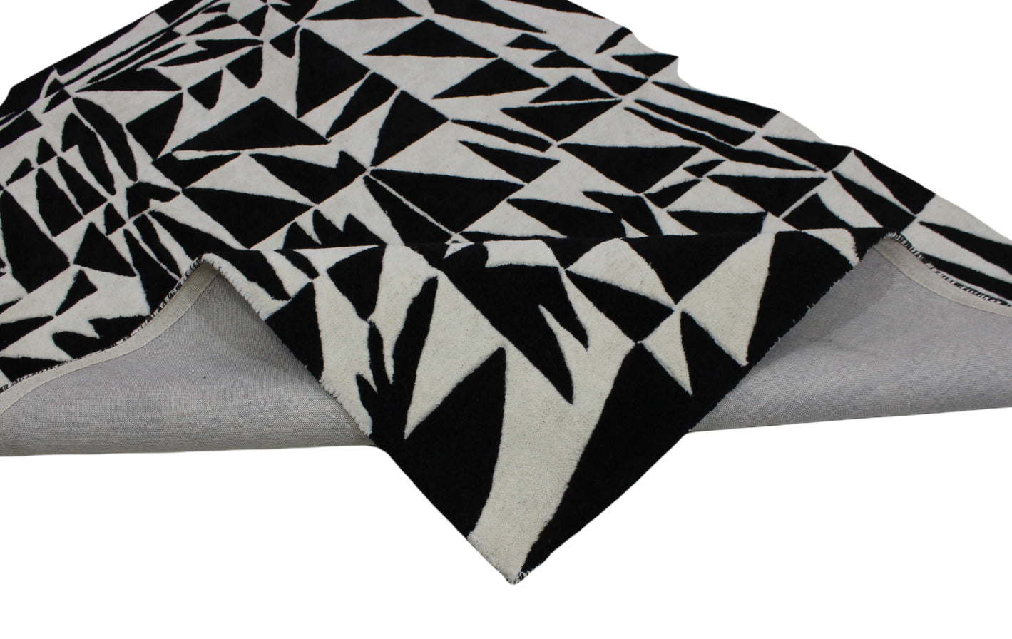 Schwarz Beige 100% Wolle  Teppich 170X240 CM Handarbeit Handgetuftet ME4