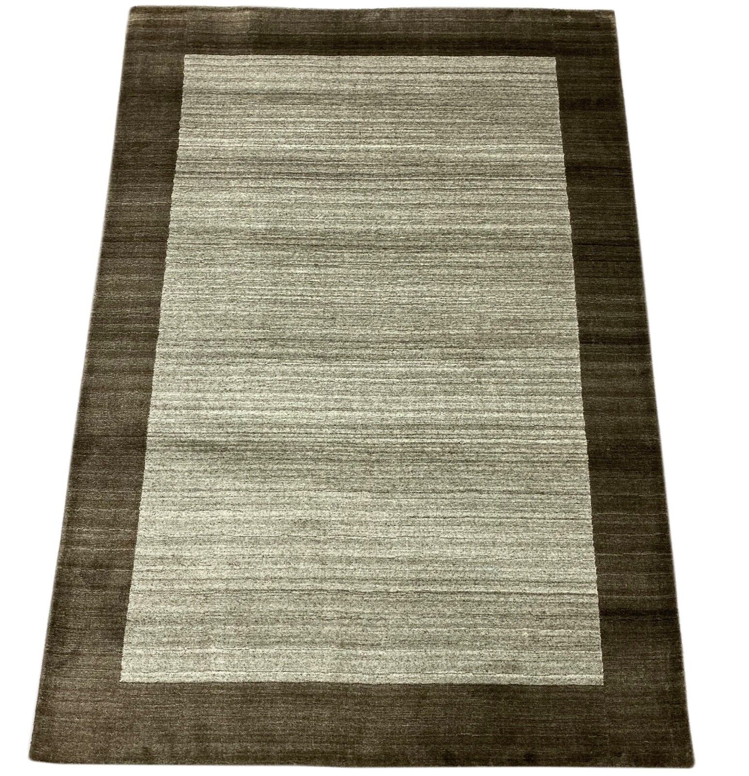 Grau Teppich 100% Wolle Braun Gabbeh Handgewebt 125x176 cm dp Garn S181