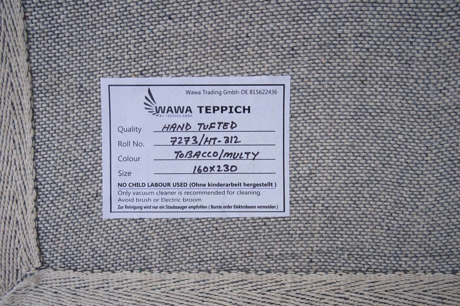 Teppich 100% Wolle Braun Beige 160X230 cm Orientteppich Handgetuftet HT312