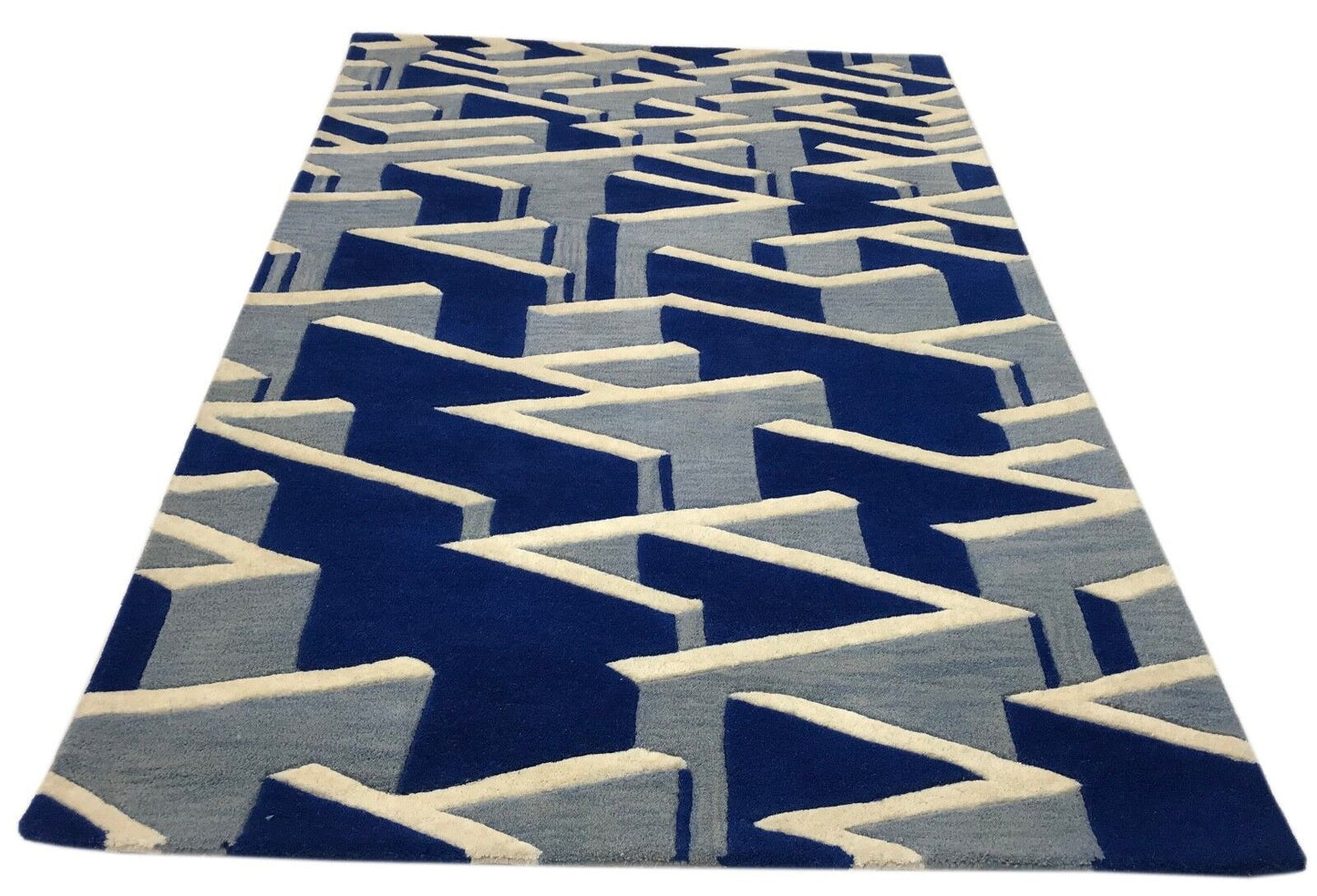 Designer Teppich 120X180 CM Handarbeit 100% Wolle Handgetuftet 3D Look Wall