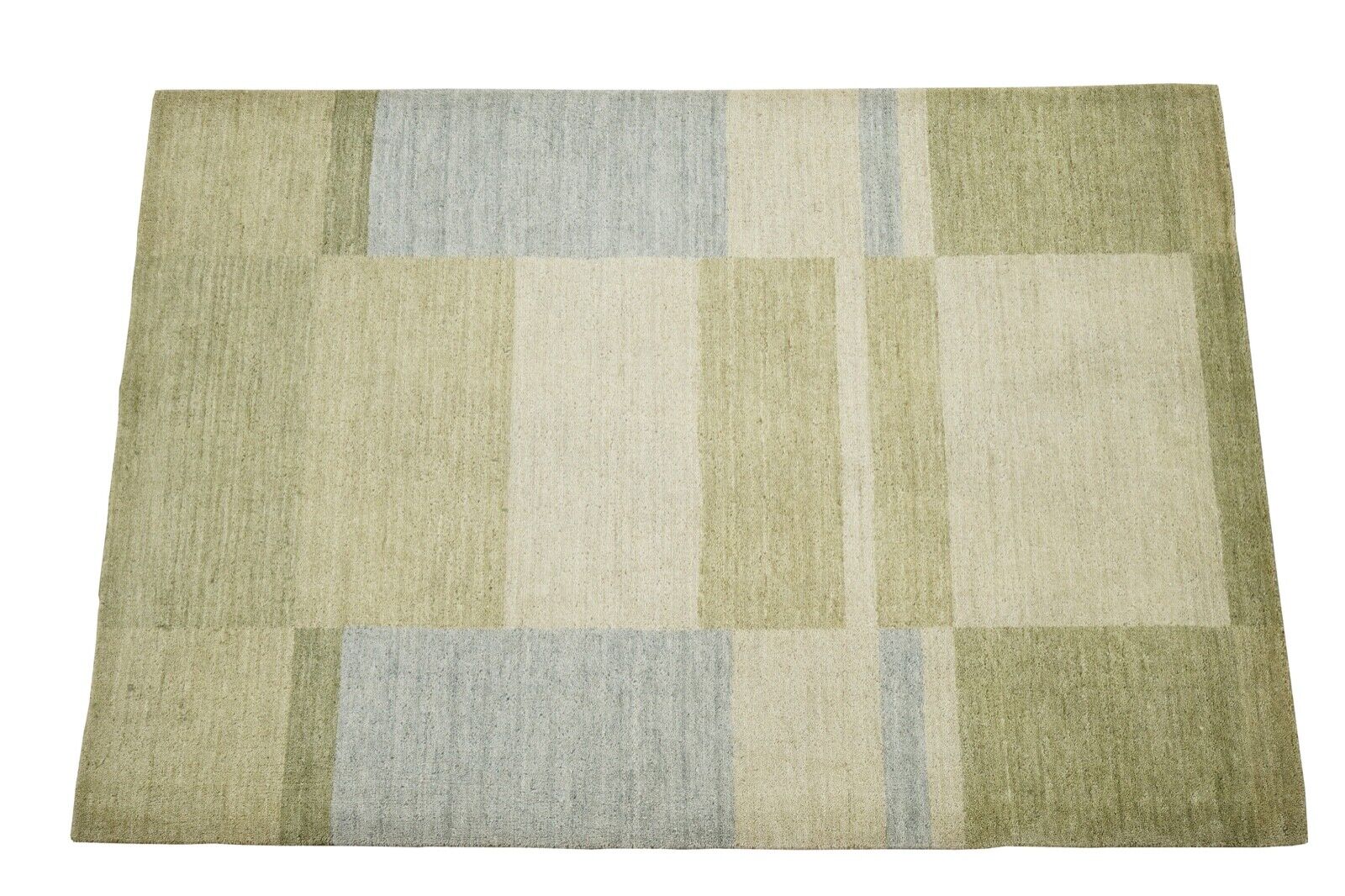 Grün Beige Teppich Handgewebt 100% Wolle 124x180 cm Orientteppich Lori Lr434