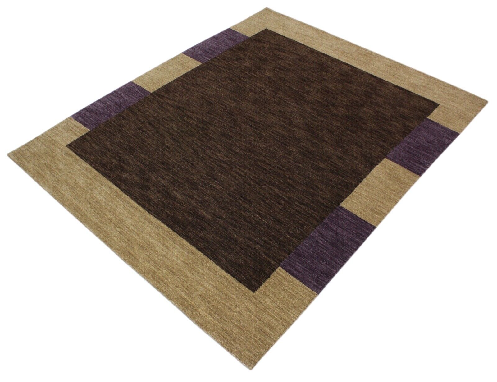 Gabbeh Teppich 100% Wolle 200X250 CM Orientteppich Handgefertigt Lila Beige