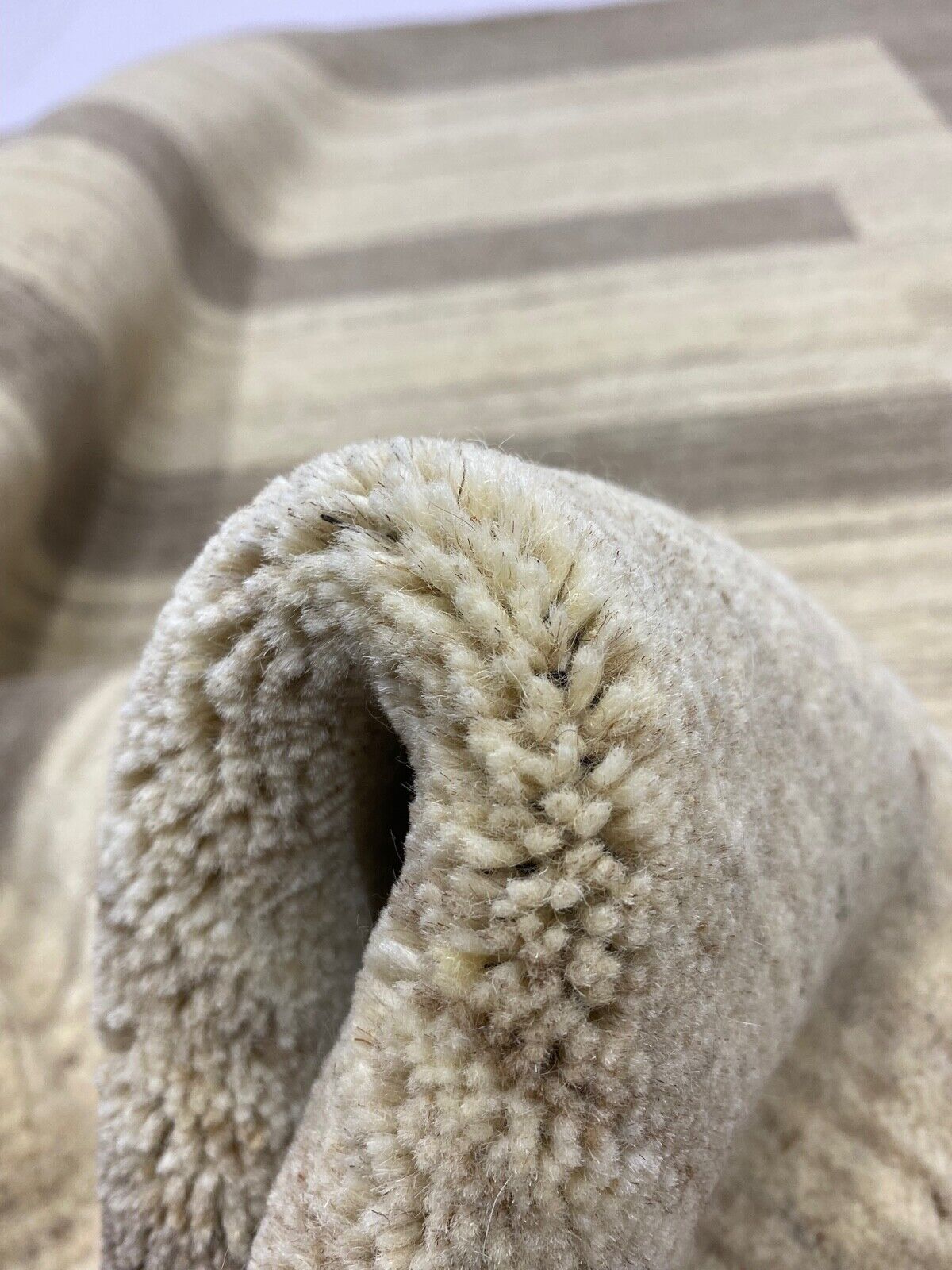 Gabbeh Teppich 100% Wolle Beige Grau Braun loom lori Handgewebt 126x188 cm S32