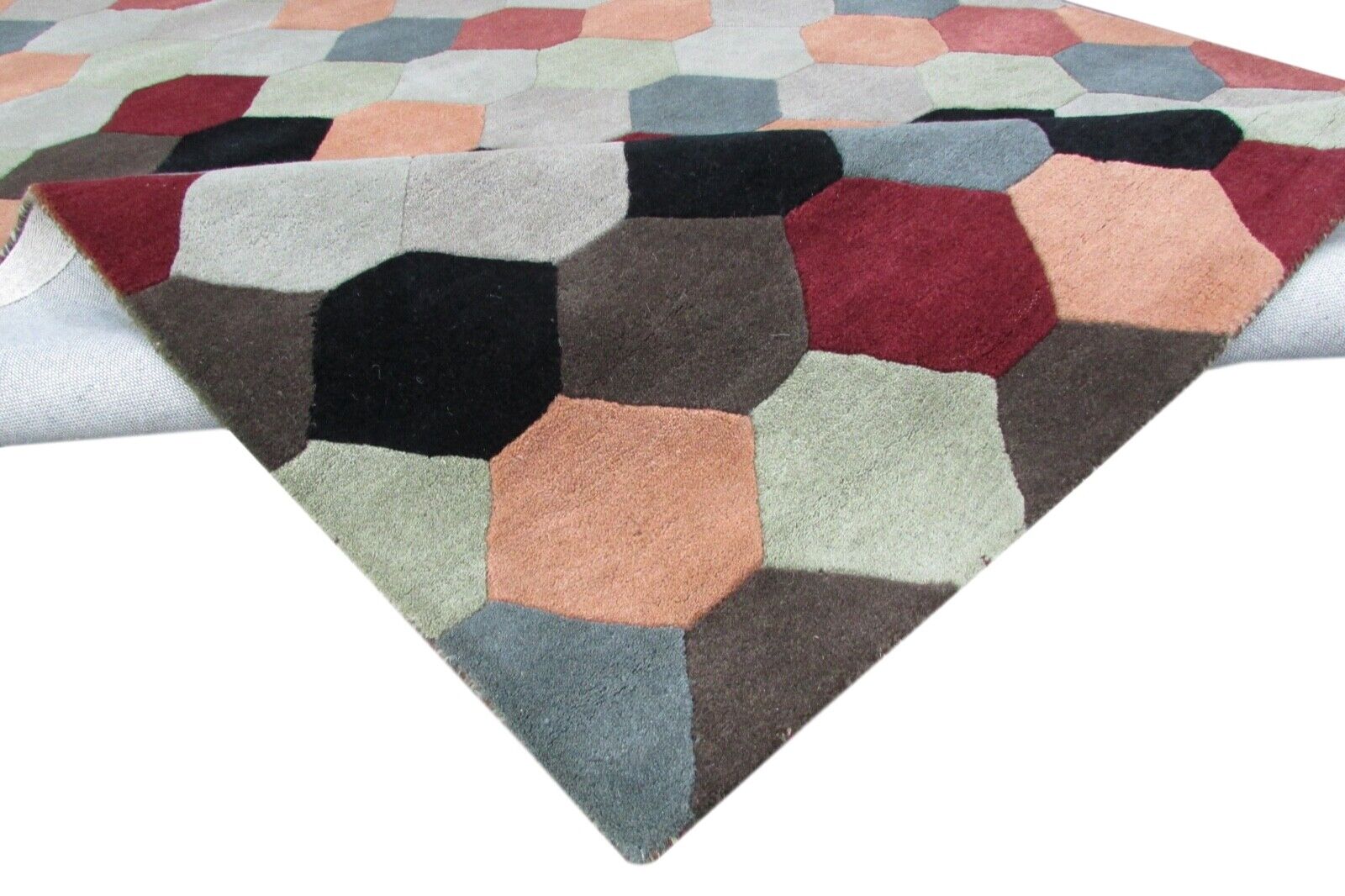 Bunt Teppich 100% Wolle 160X230cm Orientteppich Handgetuftet T788