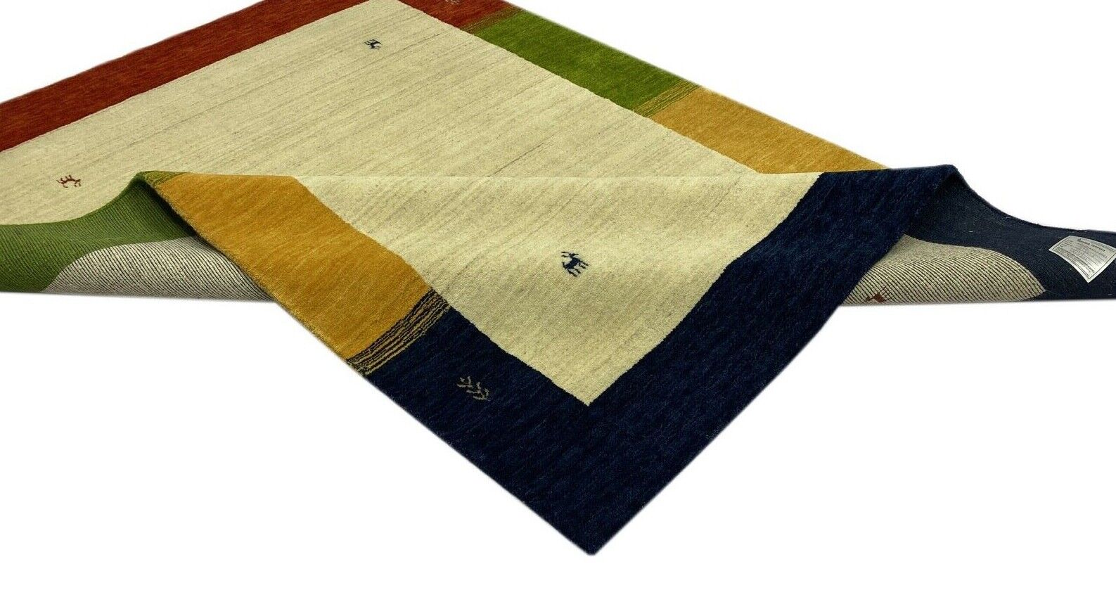 Wohnzimmer Gabbeh Teppich 100% Wolle 170x240 cm Beige Handgewebt WR80