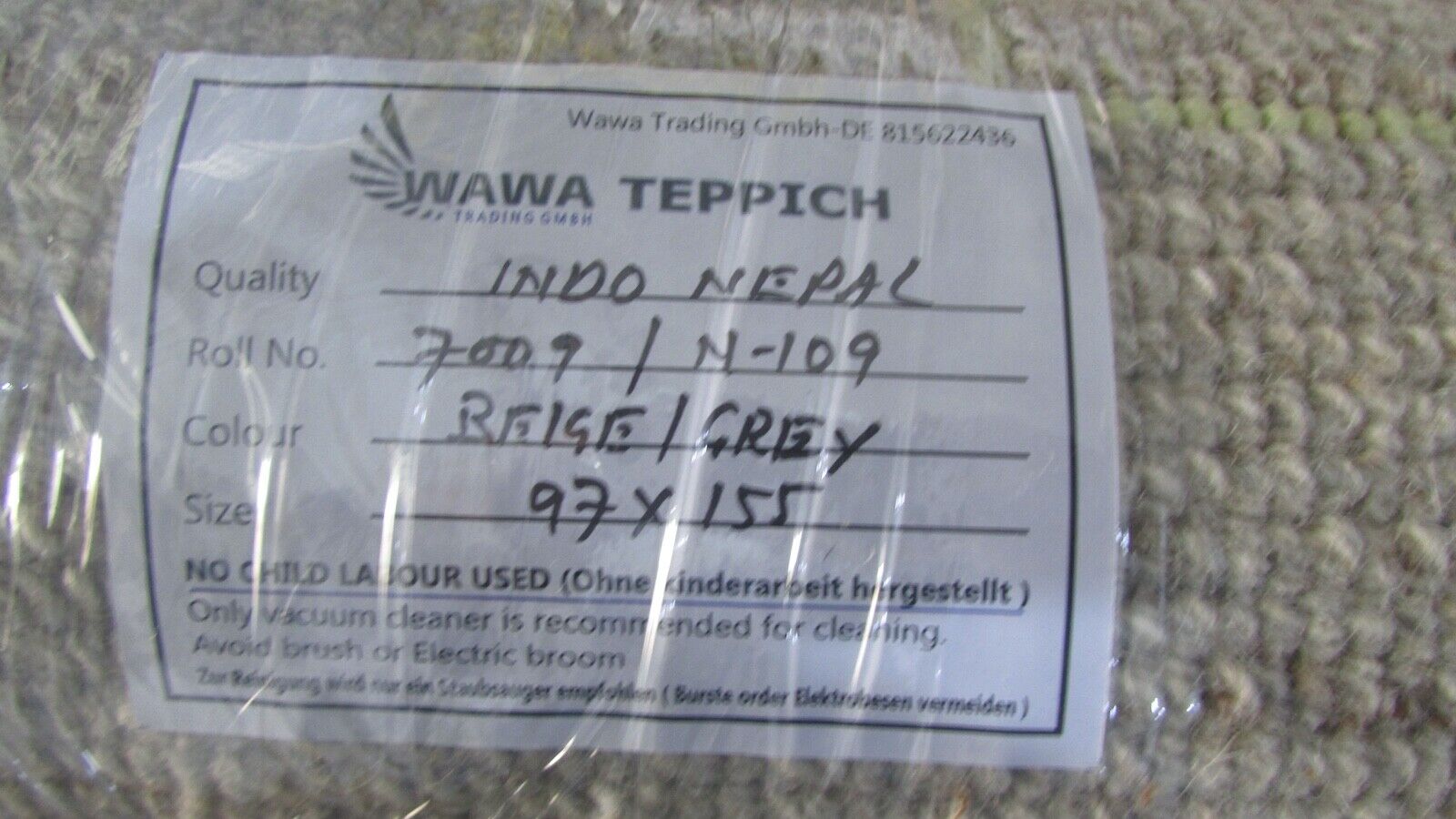 Tappeto Nepal, annodato a mano, grigio beige, 100% lana, tappeto orientale, 97x155 cm, N-109