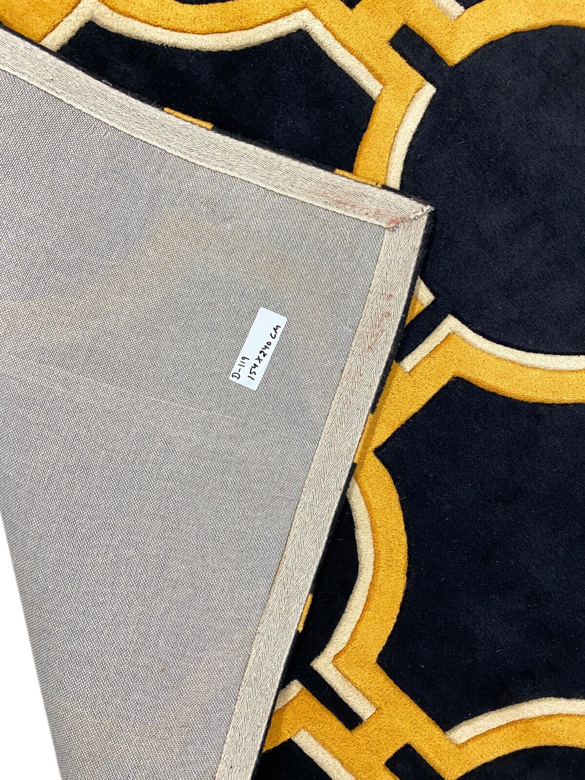 Schwarz Gelb Gold Teppich 100% Wolle Handgetuftet 150X240 CM D119