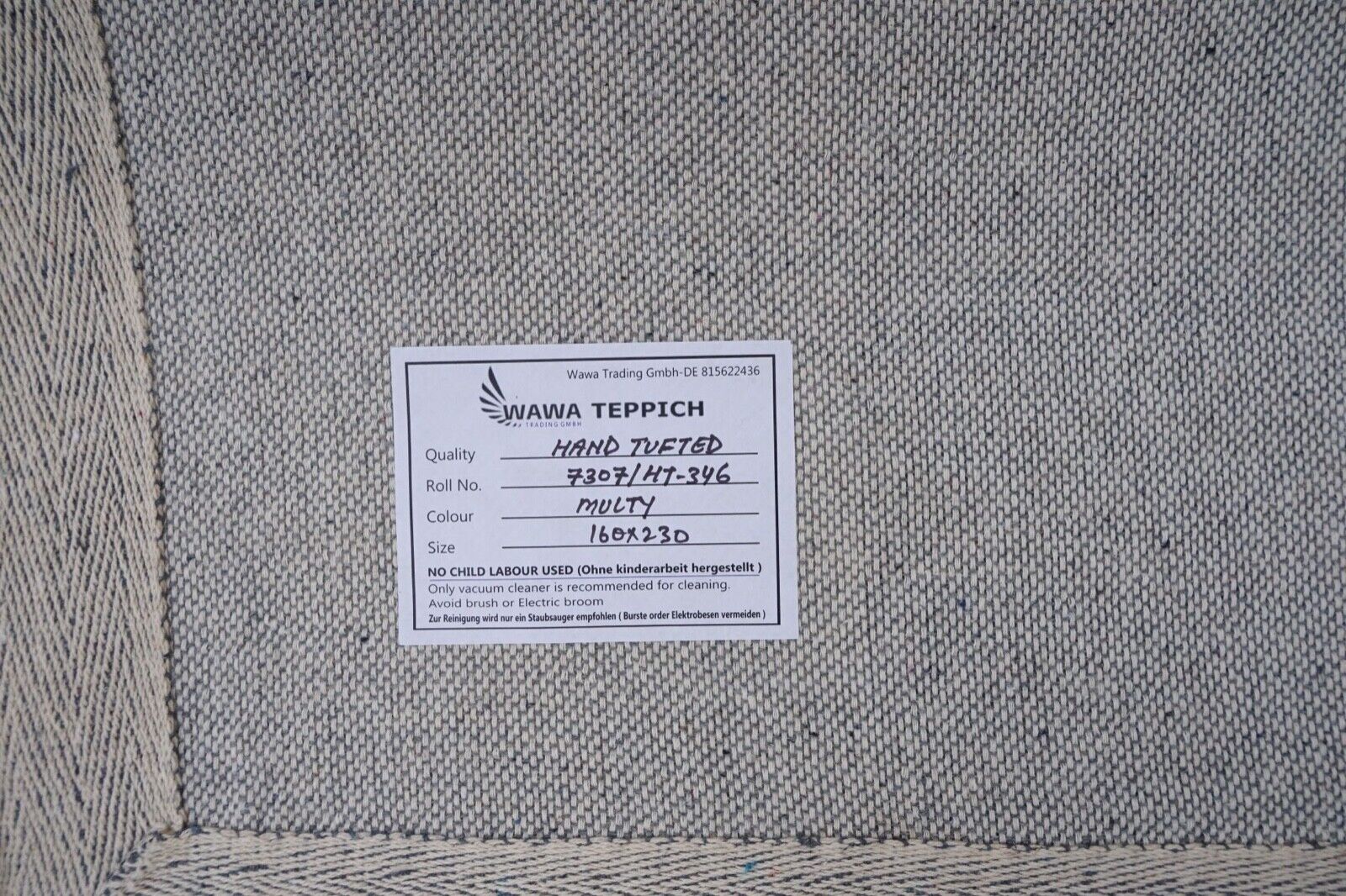 Teppich 100% Wolle Braun Beige 160X230 cm Orientteppich Handgetuftet HT346