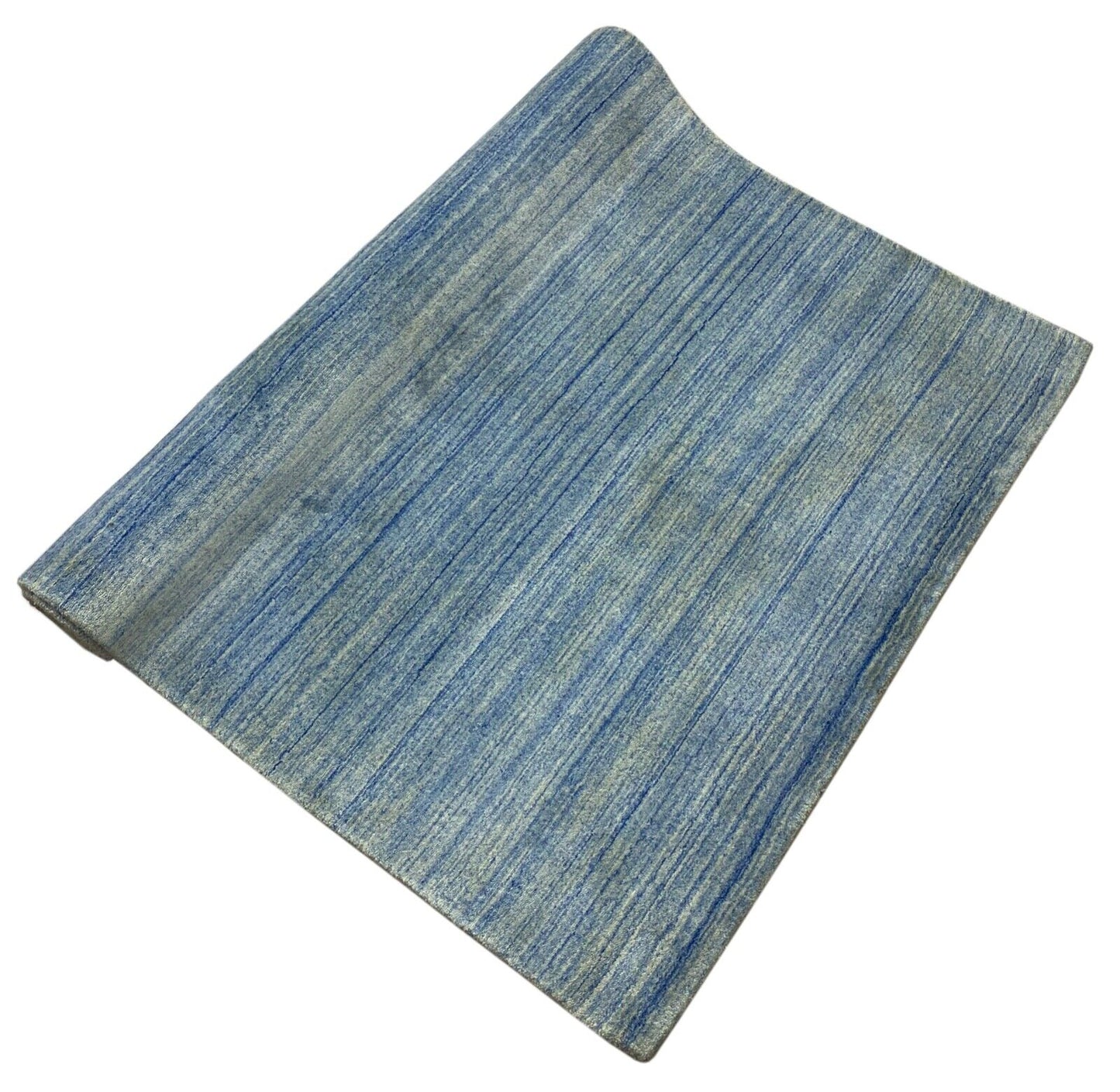 Blau Silber Teppich Gabbeh 100% Wolle loom lori Handgewebt 120x180 cm S169