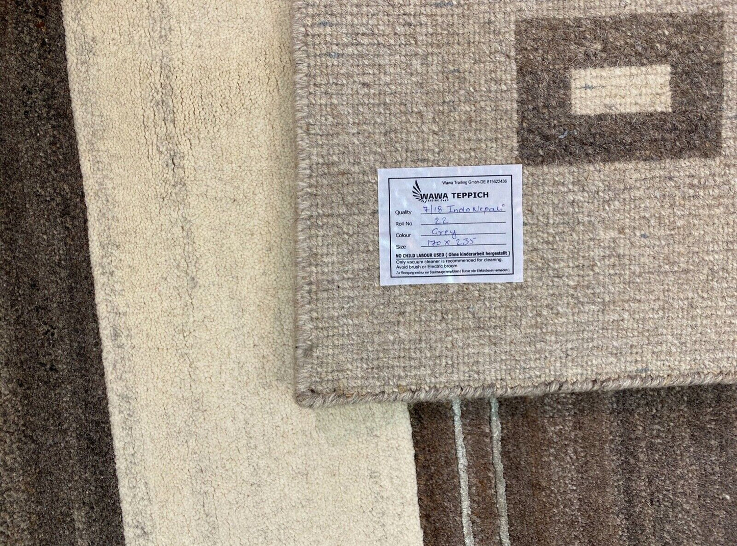 Indo Nepal Teppich Handgeknüpft Grau Beige Braun 170X235 cm Wolle Orientteppich