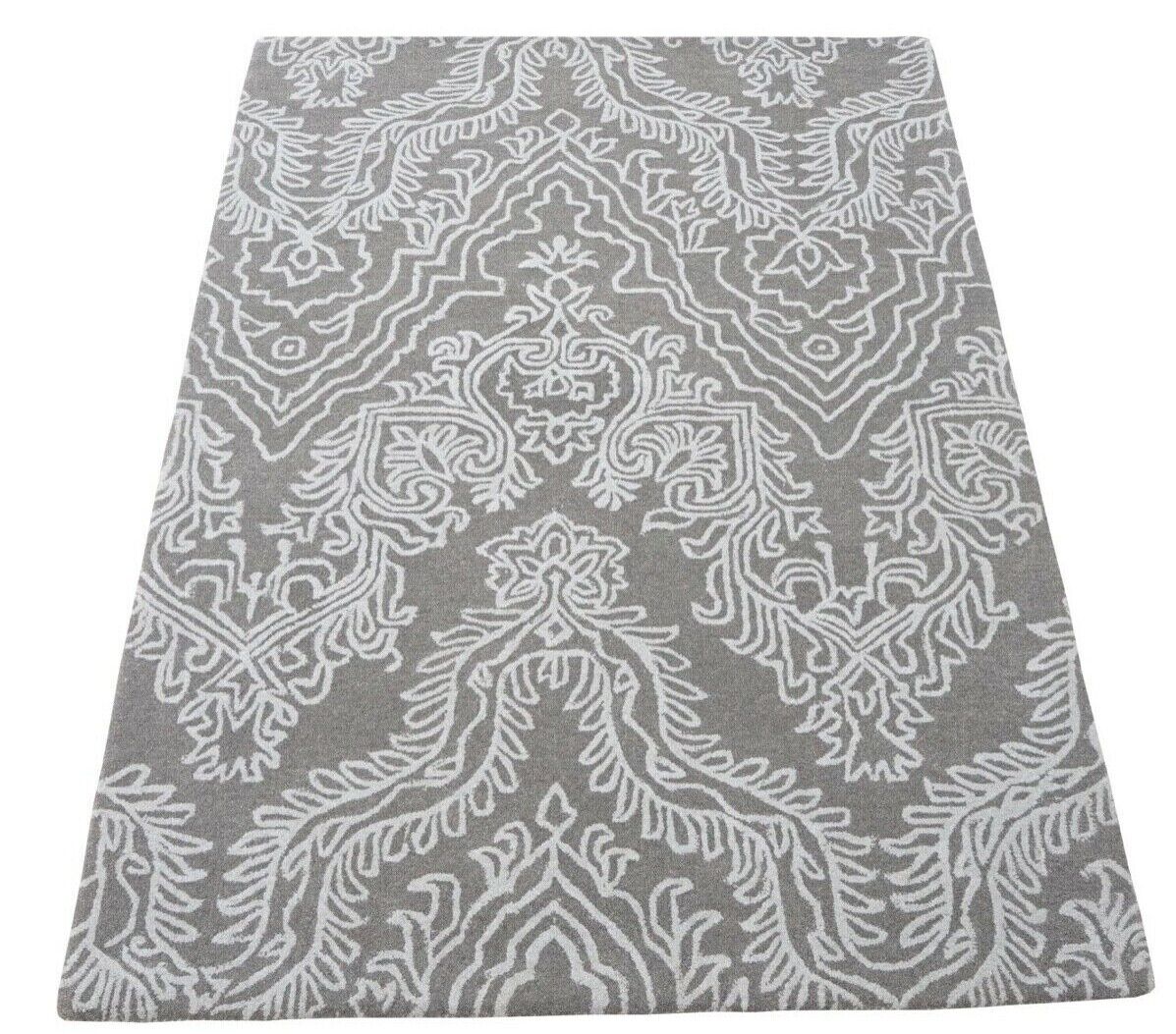 Grau Beige 160X230 cm Teppich 100% Wolle Orientteppich Handgetuftet HT249