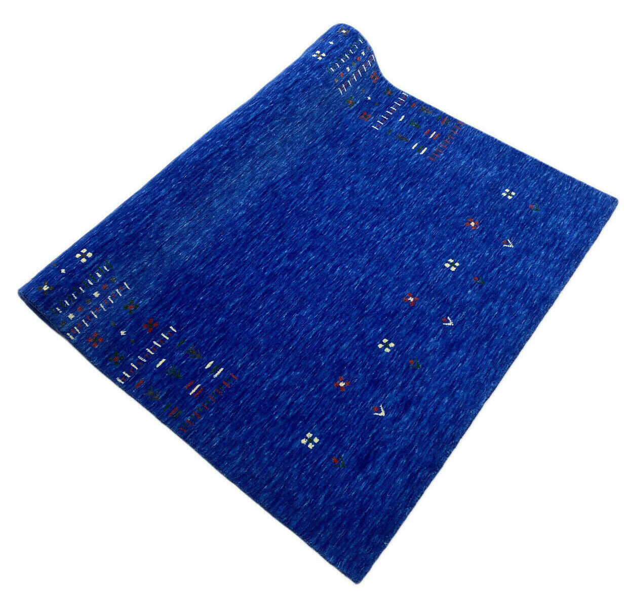 Teppich 100% Wolle Lori Handgewebt Blau Orientteppich 125x183 cm S109