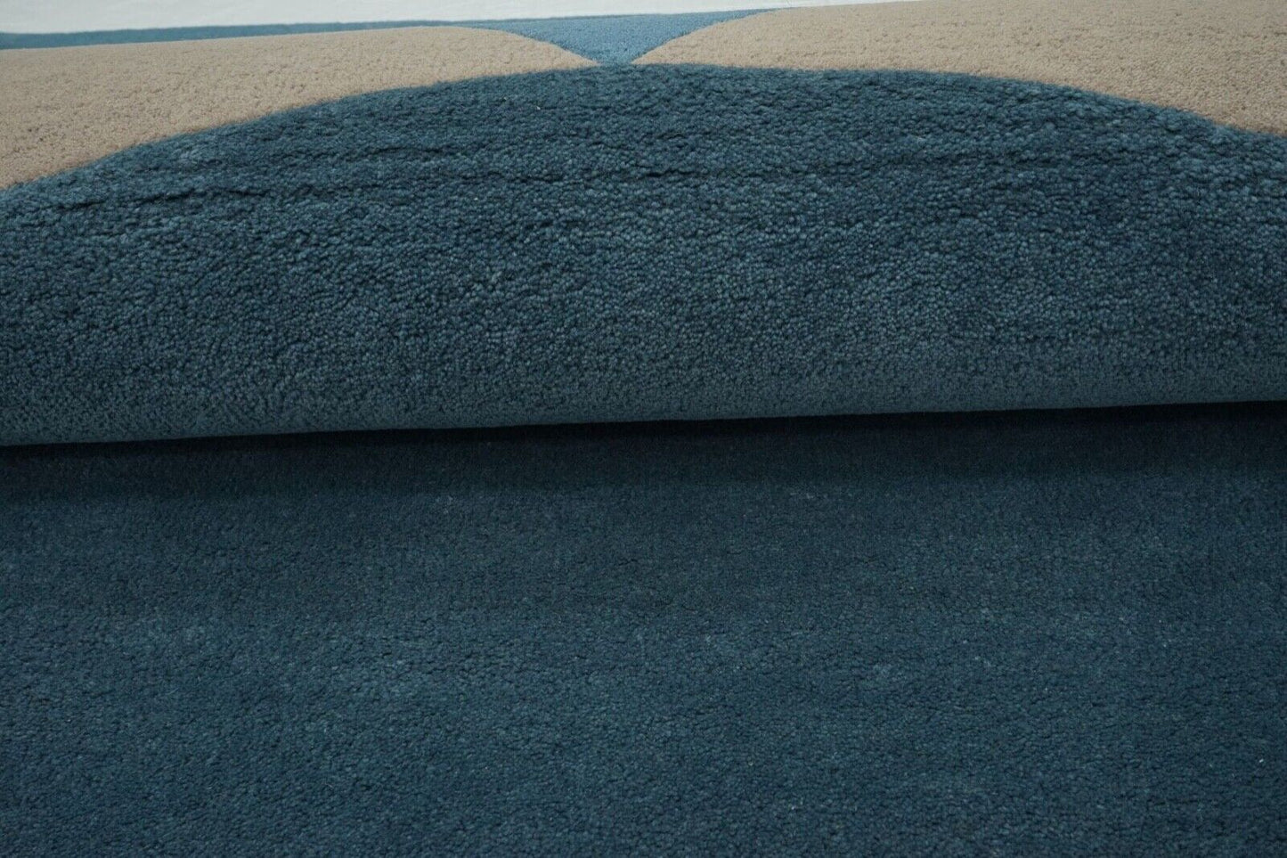 Beige Blau Teppich 160X230 cm 100% Wolle Orientteppich Handgetuftet HT212