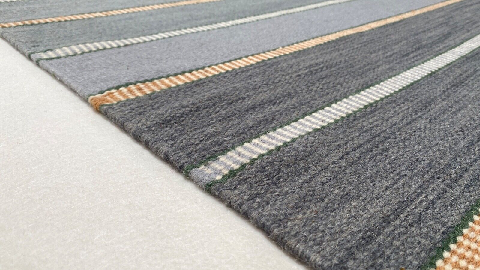 Handgewebt Mint Grün Grau Kilim Teppich 100% Wolle Durry Kelim 140x200 CM k500